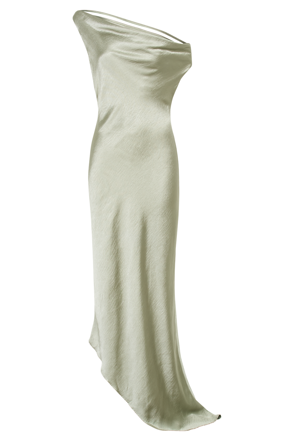 Yvette Slip Maxi Dress With Asymmetrical Hem - Sage