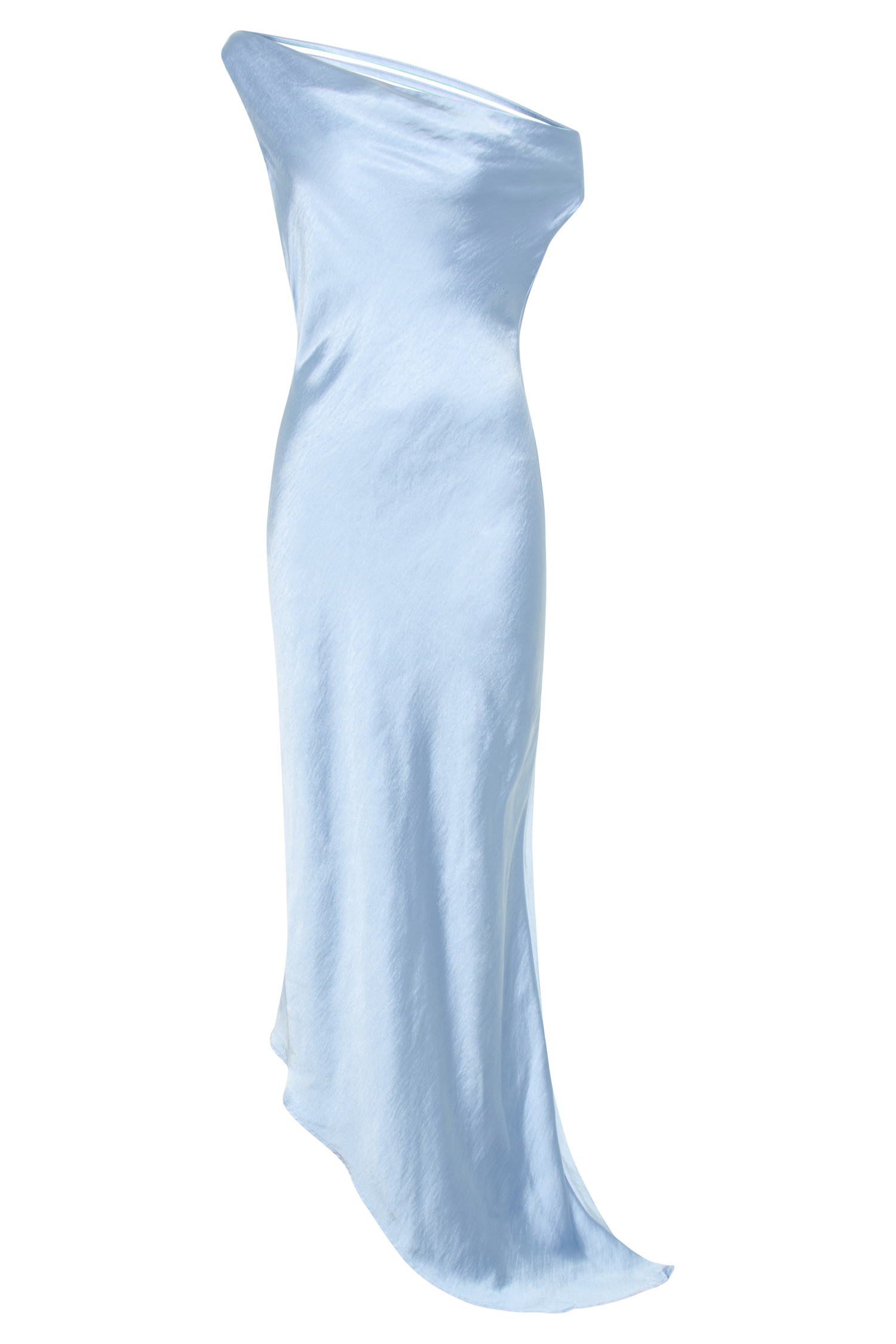 Yvette Slip Maxi Dress With Asymmetrical Hem - Cornflower Blue #9