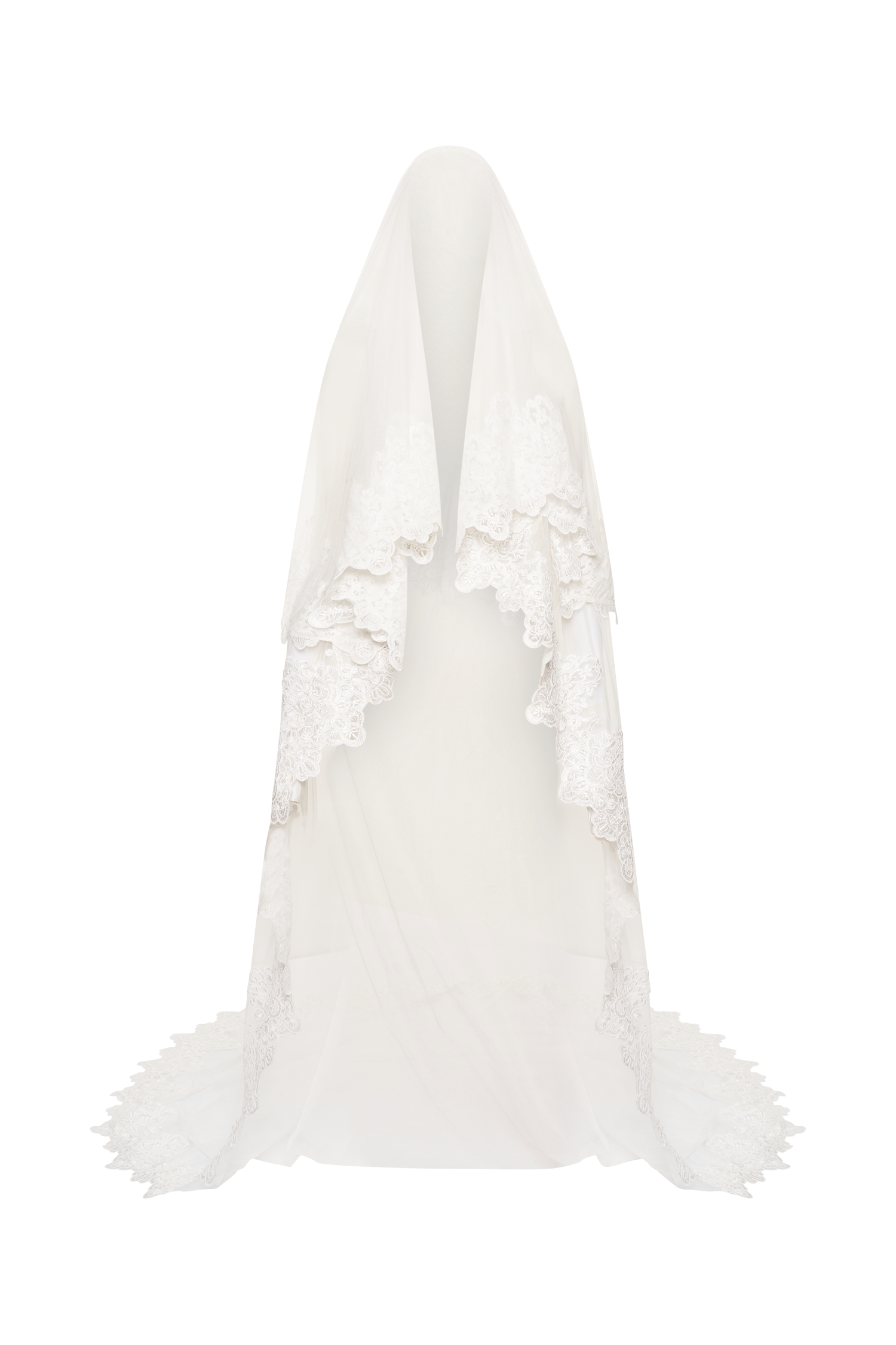 Paulette Lace Trim Veil - White #8