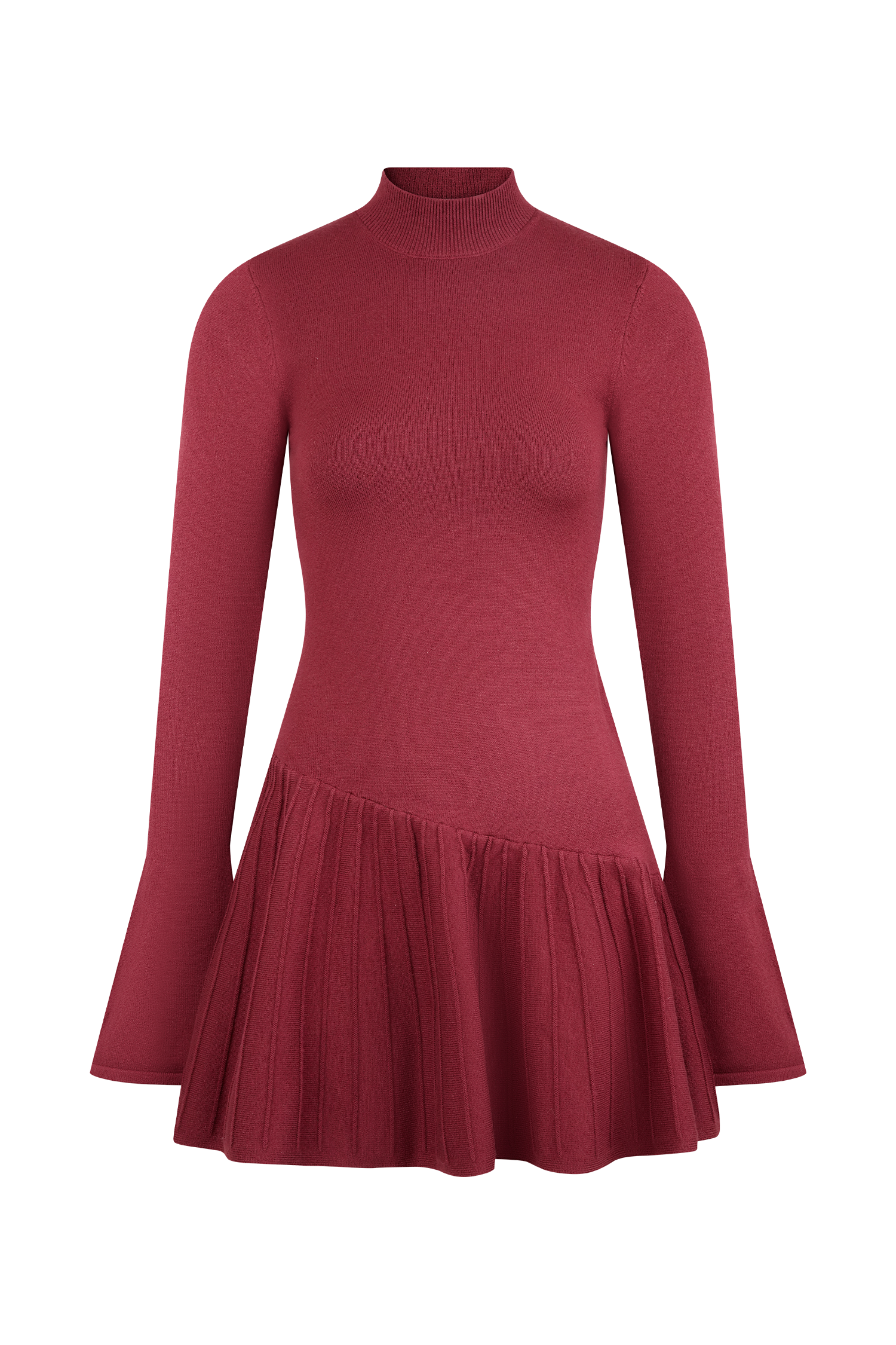 Blair Knit Mini Dress With Pleats - Merlot #8