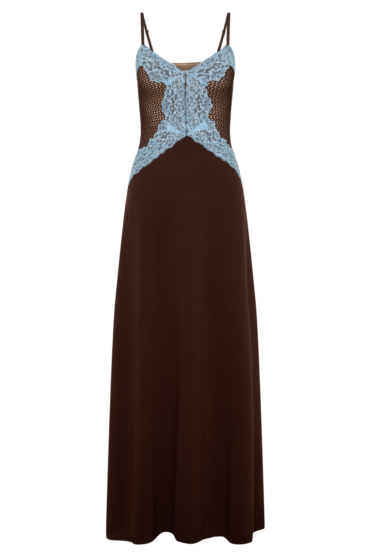 Bray Knit & Lace Maxi Dress - Chocolate/Blue