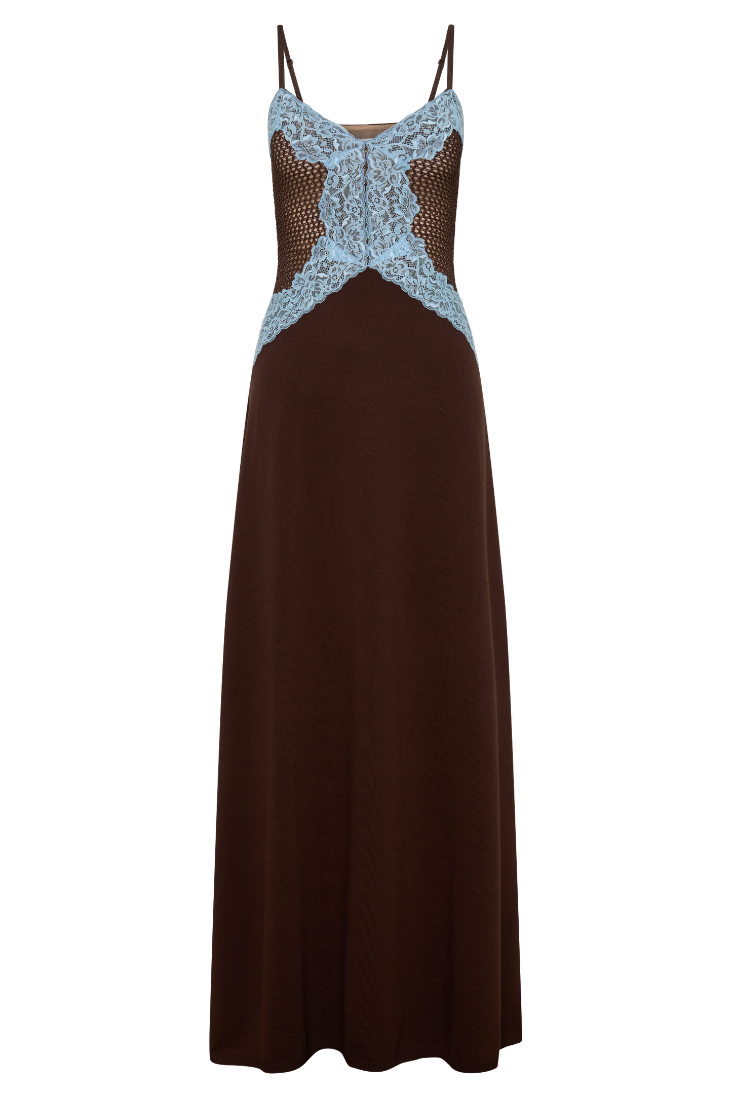Bray Knit & Lace Maxi Dress - Chocolate/Blue