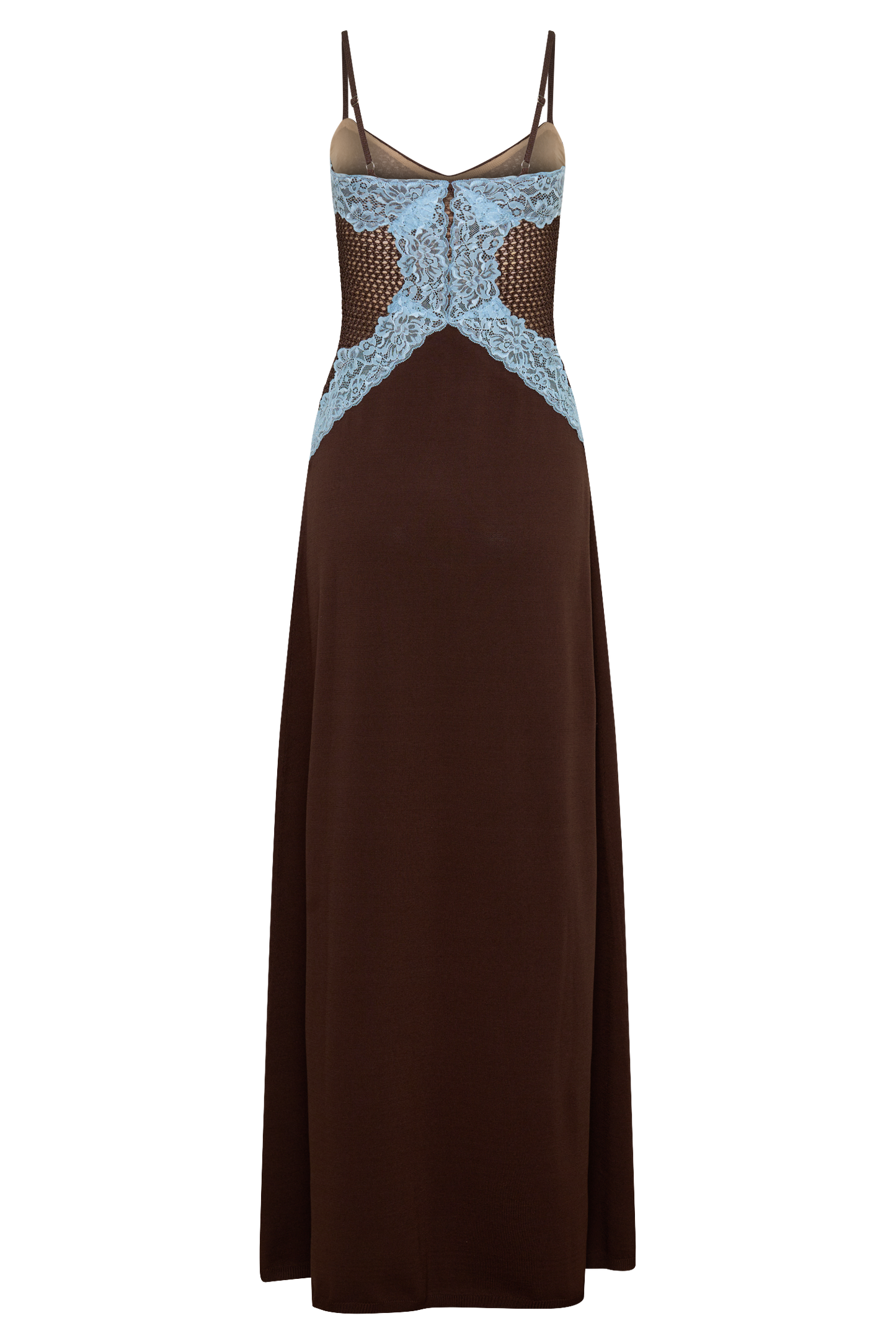Bray Knit & Lace Maxi Dress - Chocolate/Blue