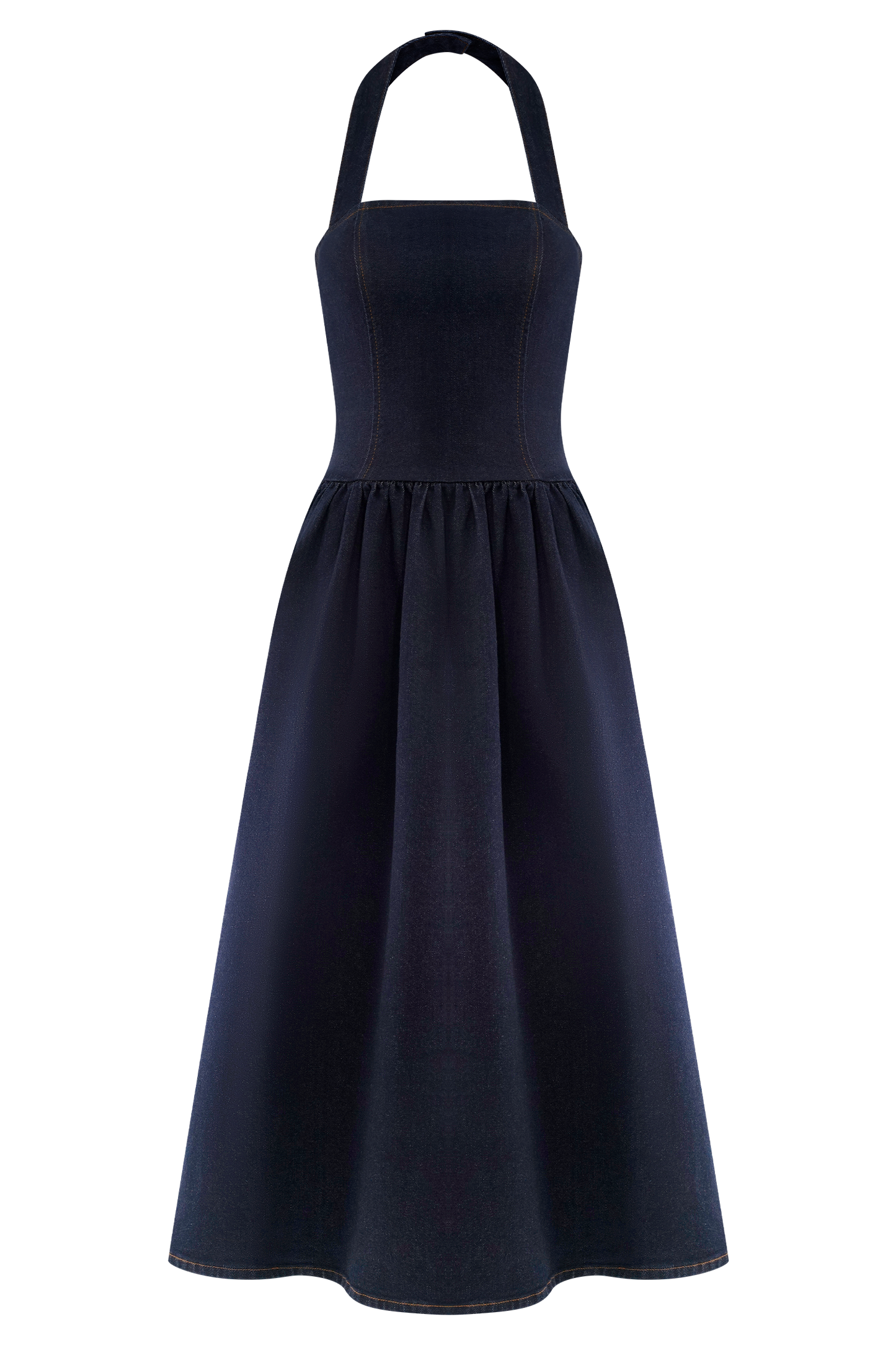 Caroline Denim Halter Midi Dress - Indigo Blue