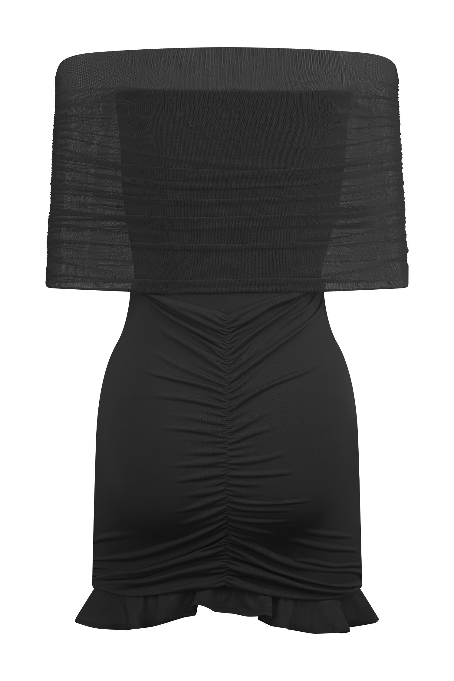Caspian Slinky And Mesh Off Shoulder Mini Dress - Black #6