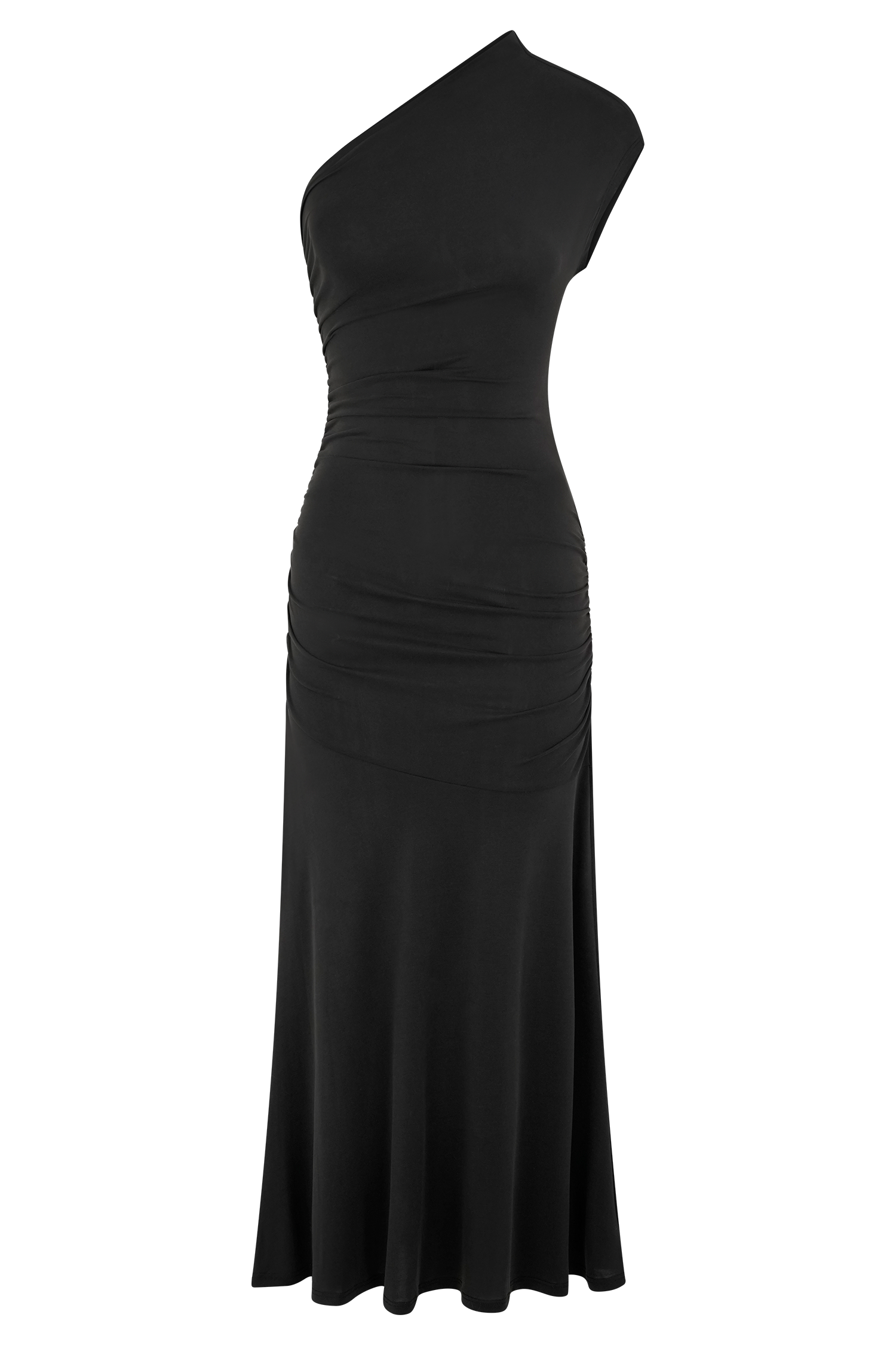 Chloe Peached Jersey One Shoulder Midi Dress - Black #7