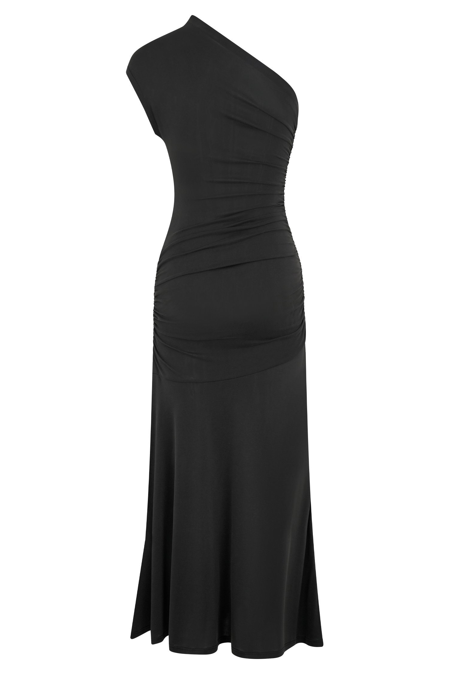 Chloe Peached Jersey One Shoulder Midi Dress - Black #6