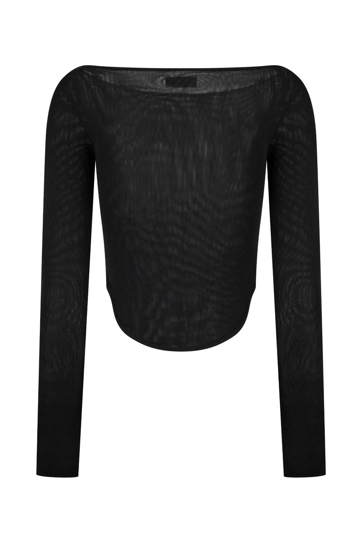 Colette Boat Neck Mesh Top - Black
