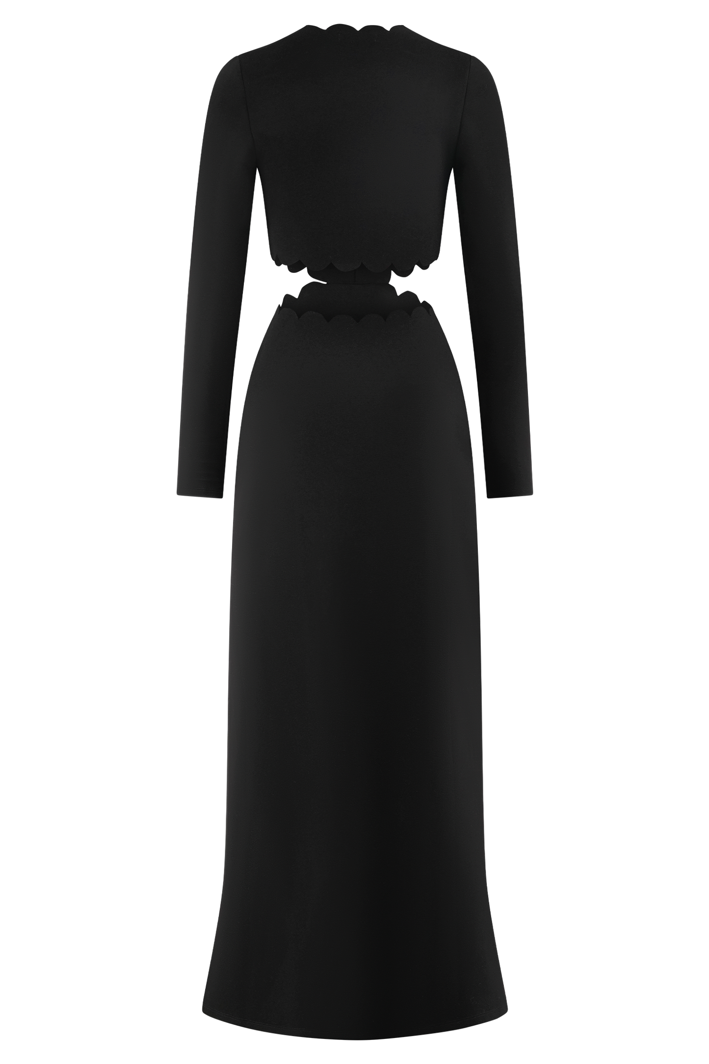 Cynthia Scalloped Halter Maxi Dress - Black