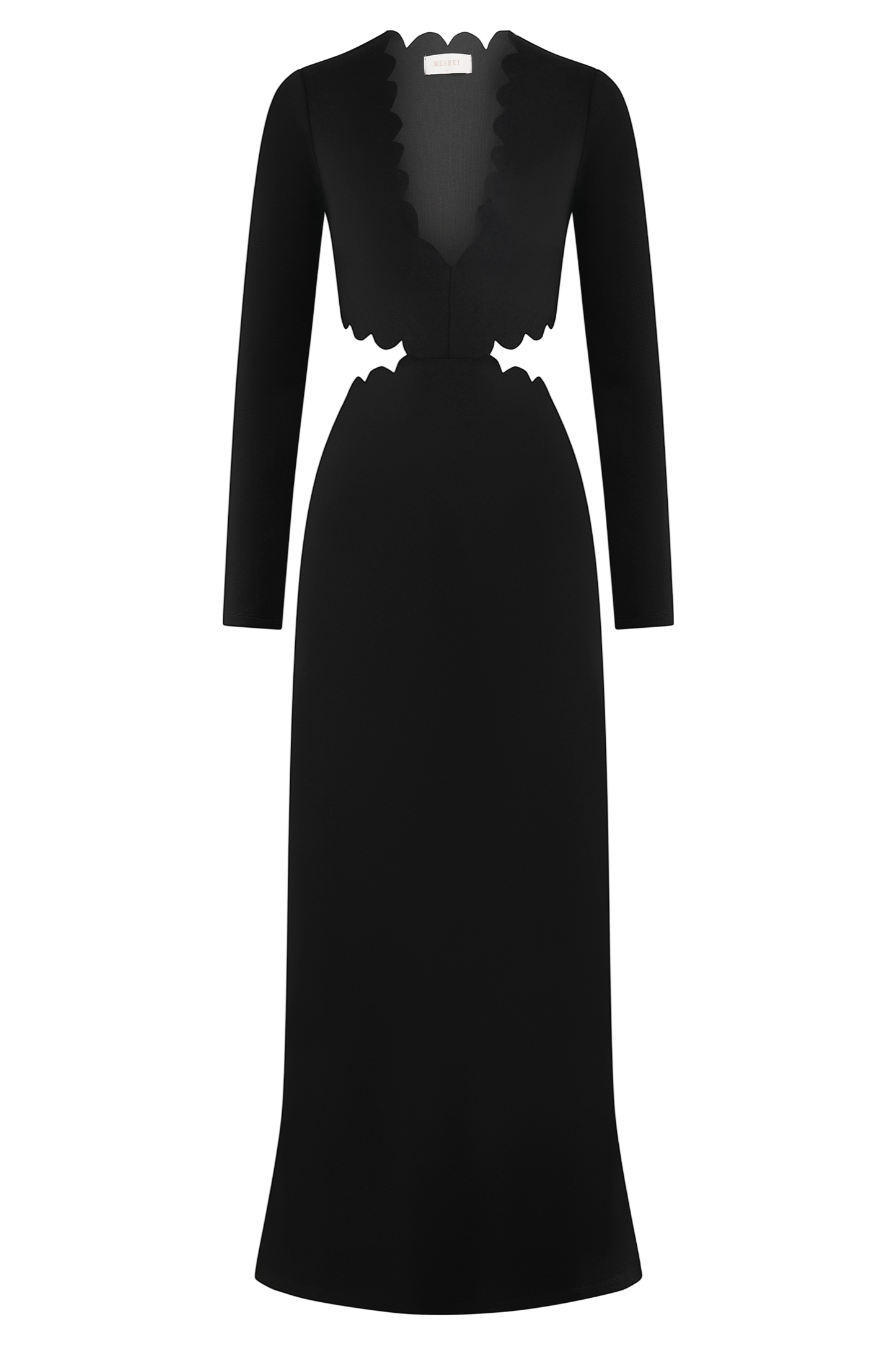 Cynthia Scalloped Halter Maxi Dress - Black