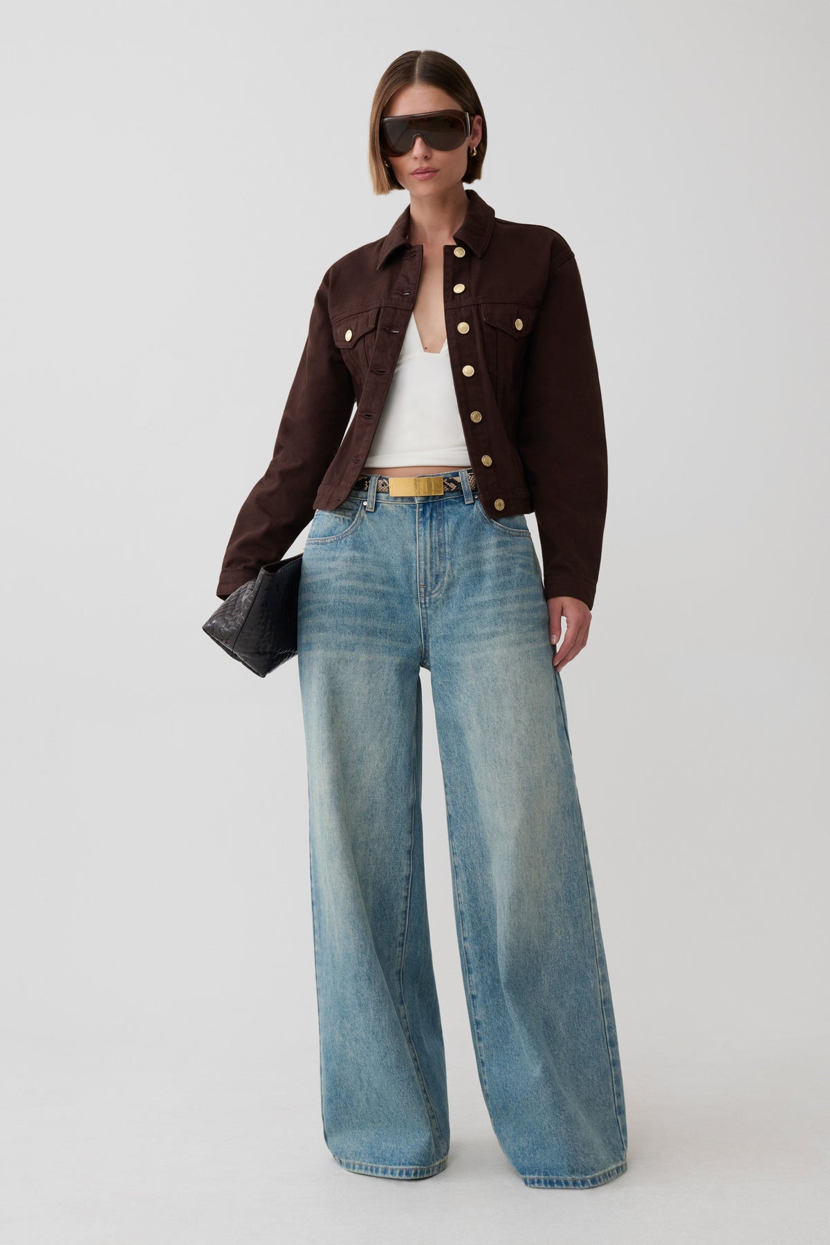 Renee Belted Denim Jacket - Chocolate