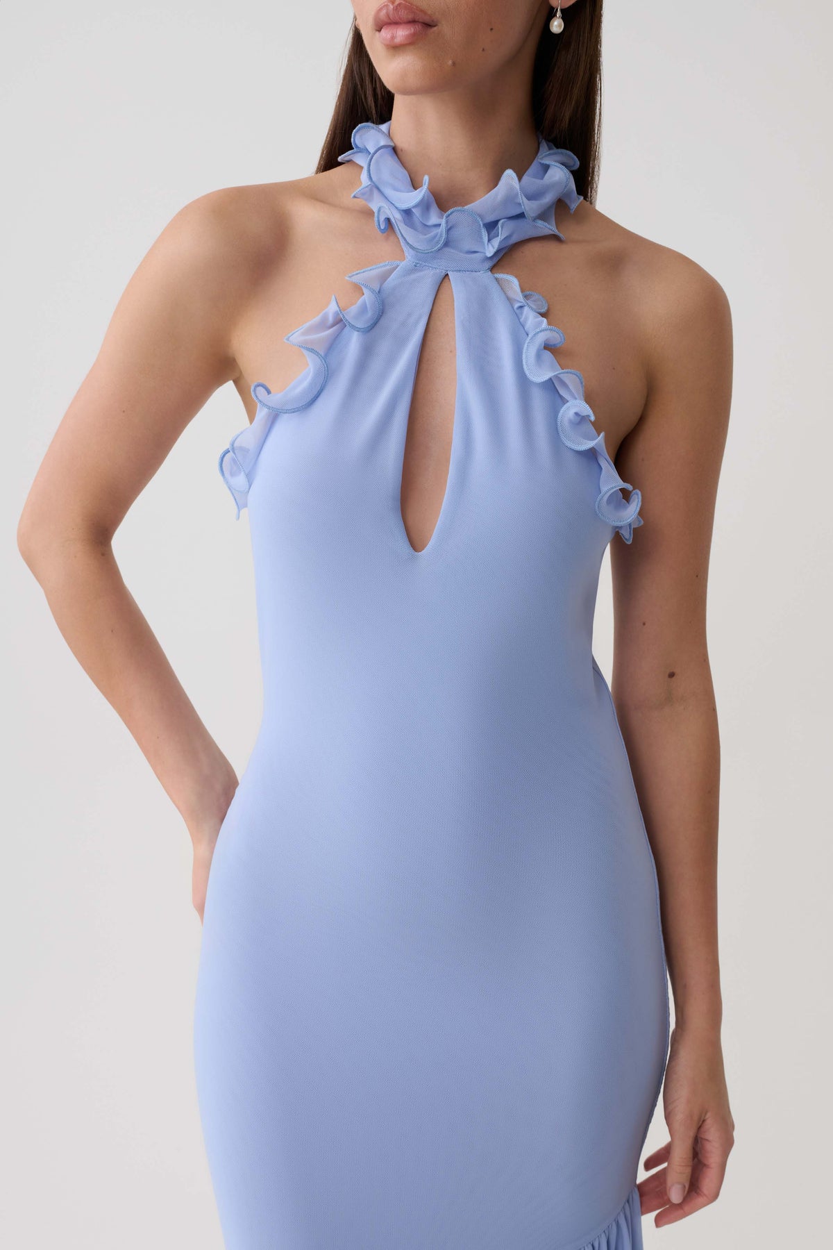 Maisey Mesh Midi Dress - Cornflower Blue
