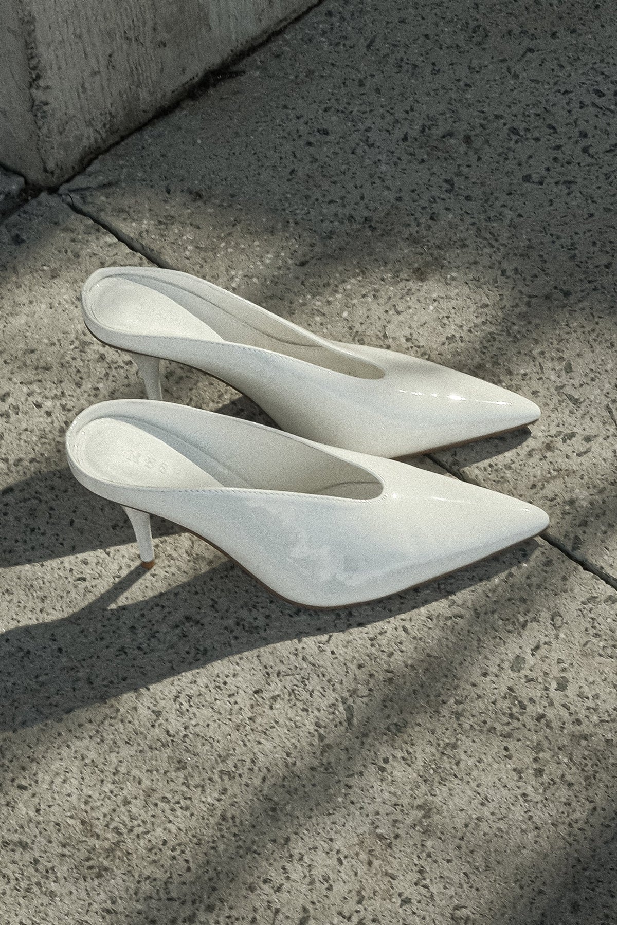 Emerson Patent Faux Leather Point Heel - Ivory
