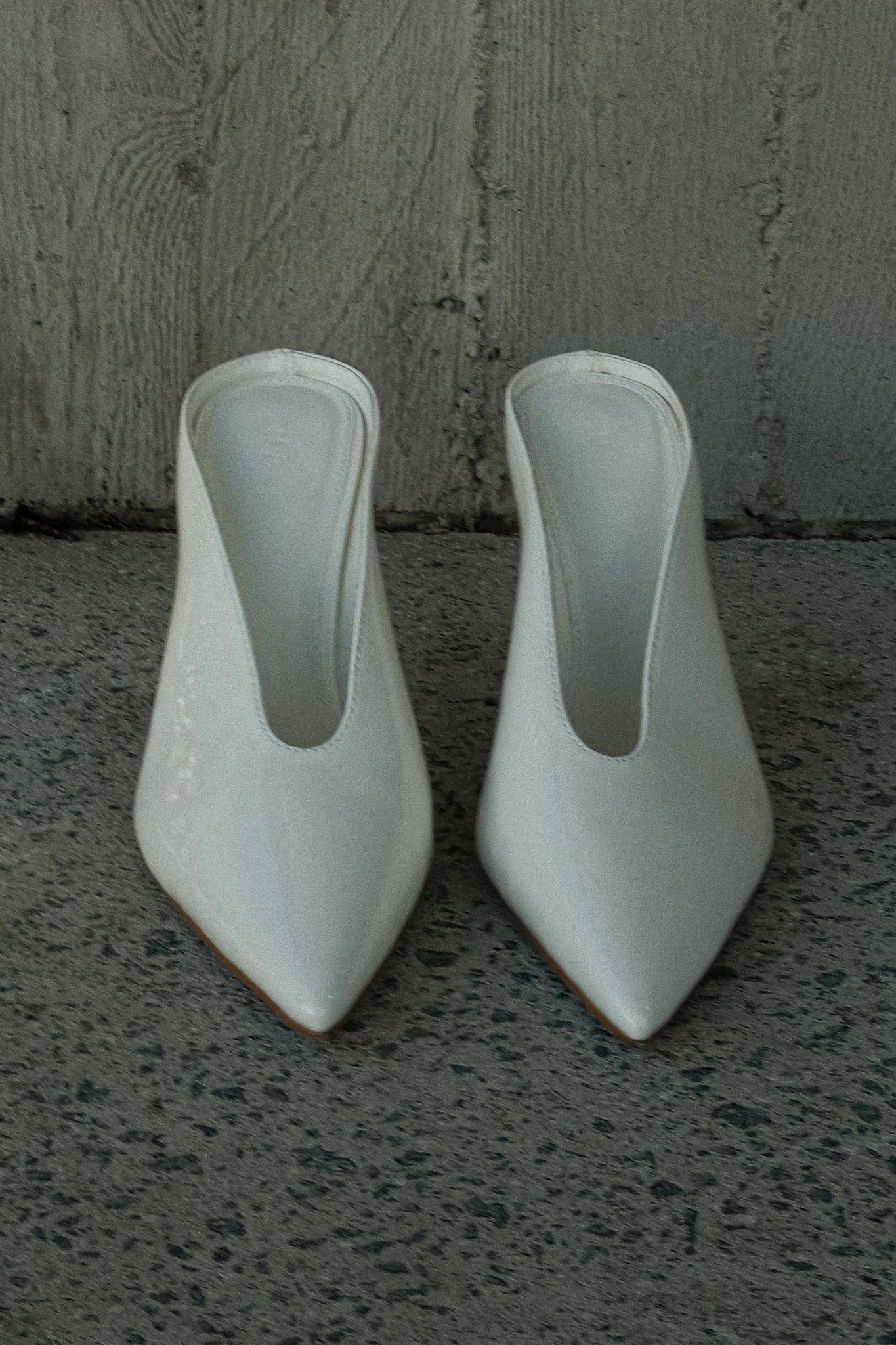 Emerson Patent Faux Leather Point Heel - Ivory