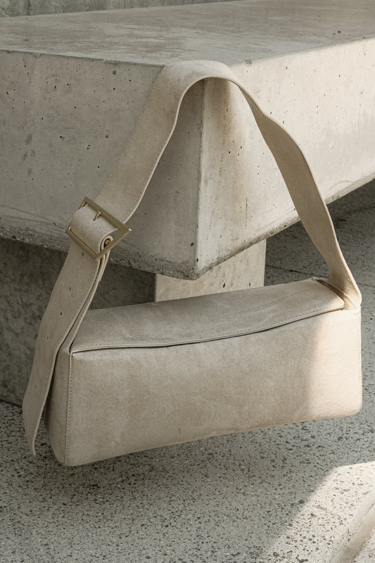 Maria Faux Suede Shoulder Bag - Stone