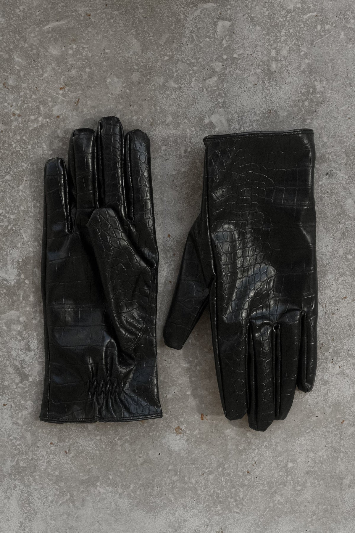 Atlas Faux Leather Crocodile Gloves - Black