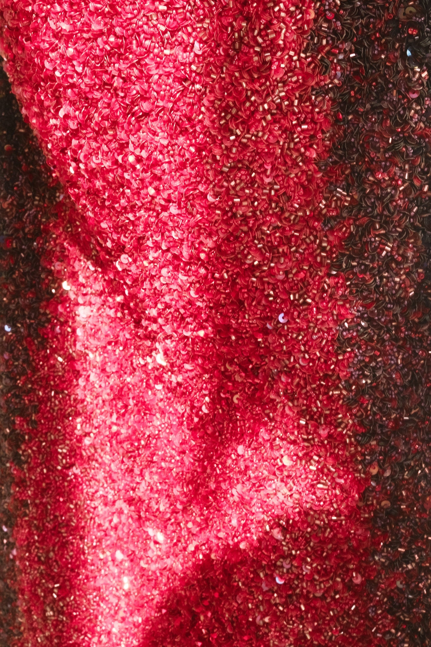 Zander Hand Beaded Strapless Mini Dress - Red Ombre