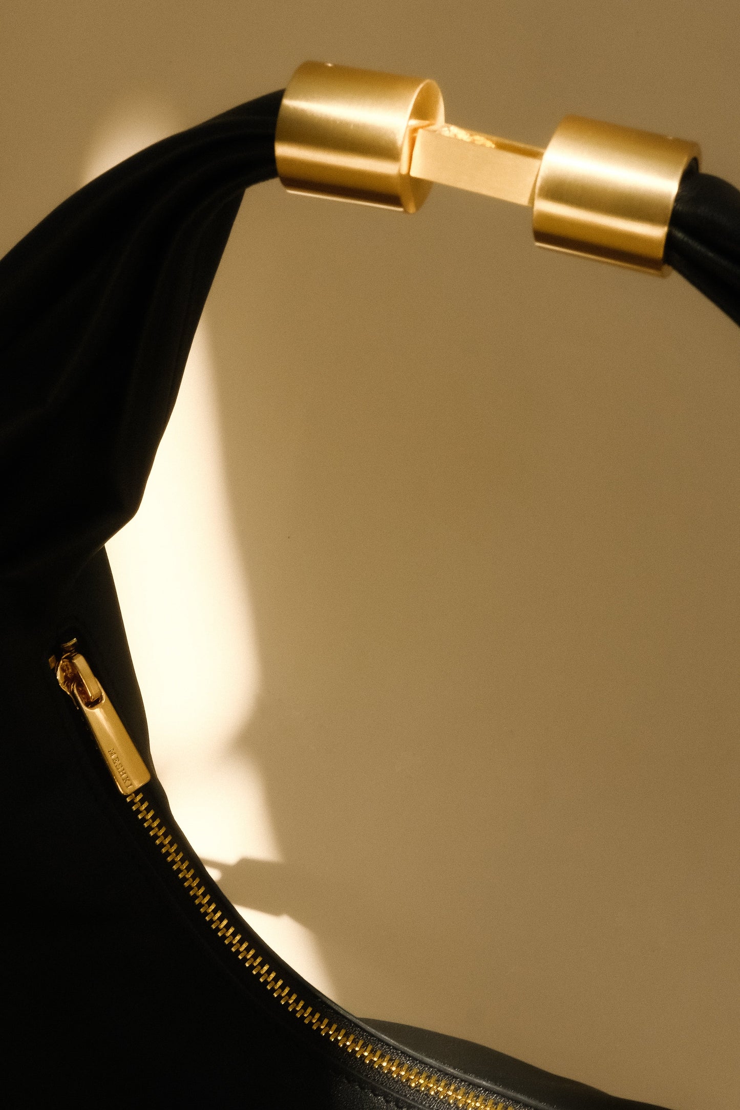 Bristol Large Croissant Leather Shoulder Bag - Black