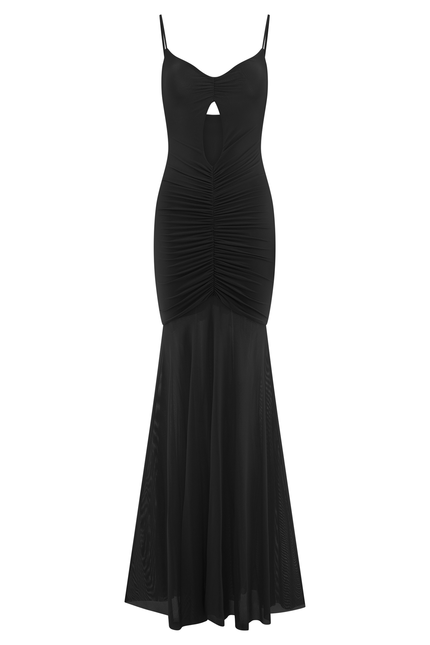 Delaney Slinky And Mesh Maxi Dress - Black