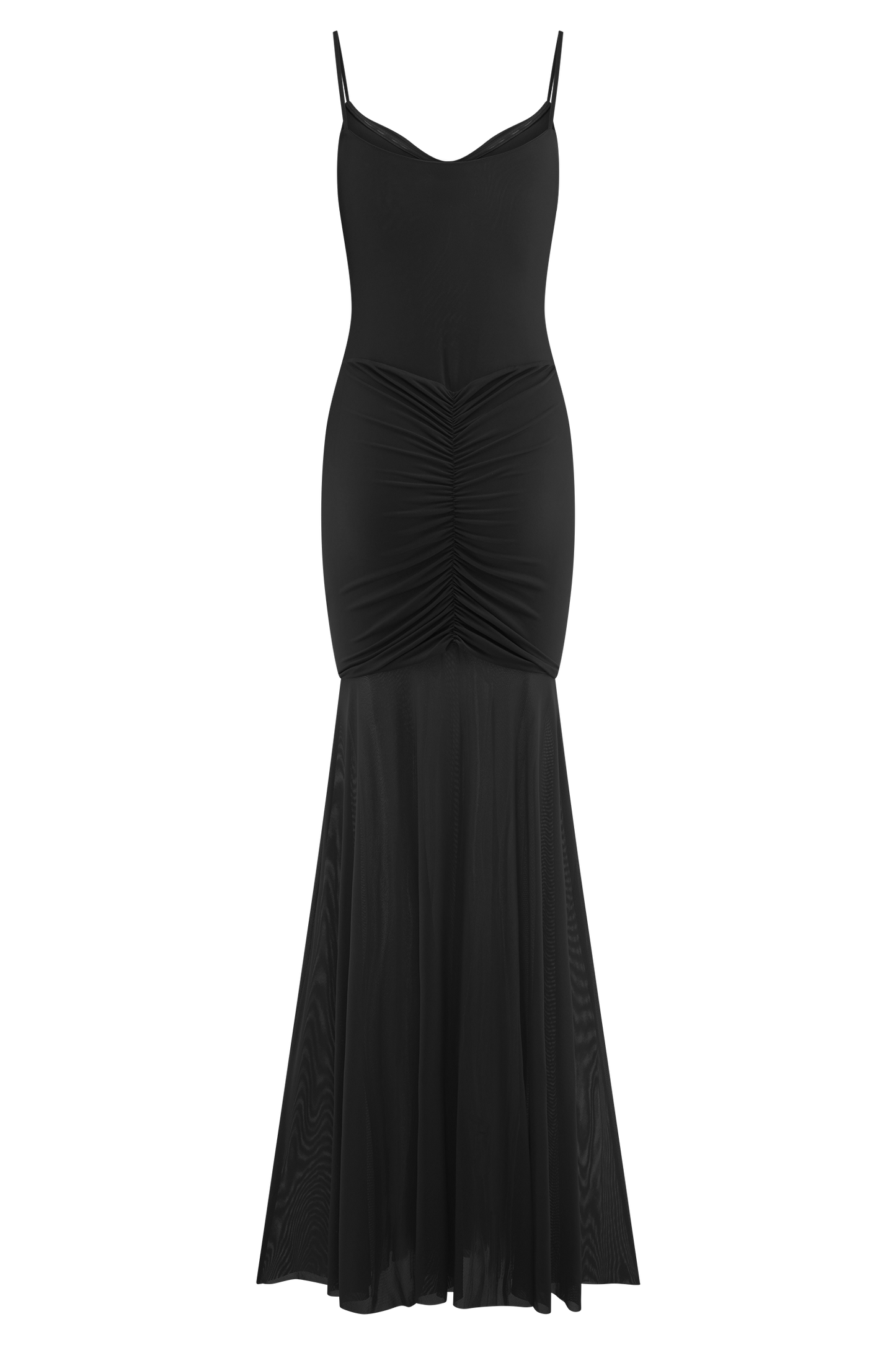 Delaney Slinky And Mesh Maxi Dress - Black