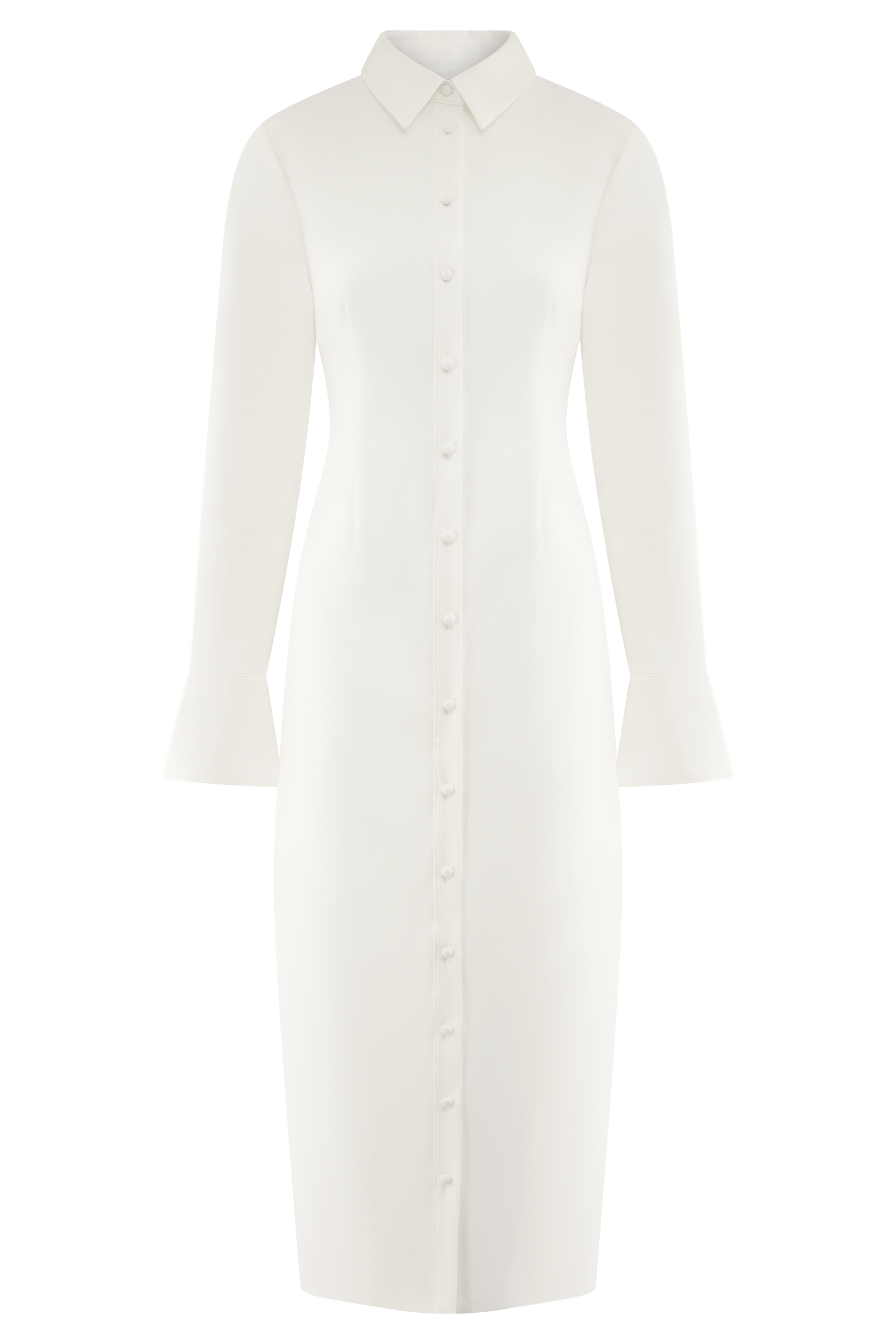 Dorian Fitted Shirt Midi Dress - White #10