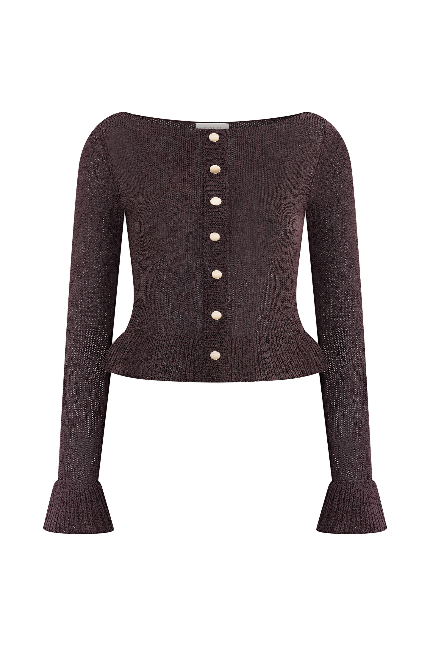 Eleanor Knit Frill Cardigan - Chocolate