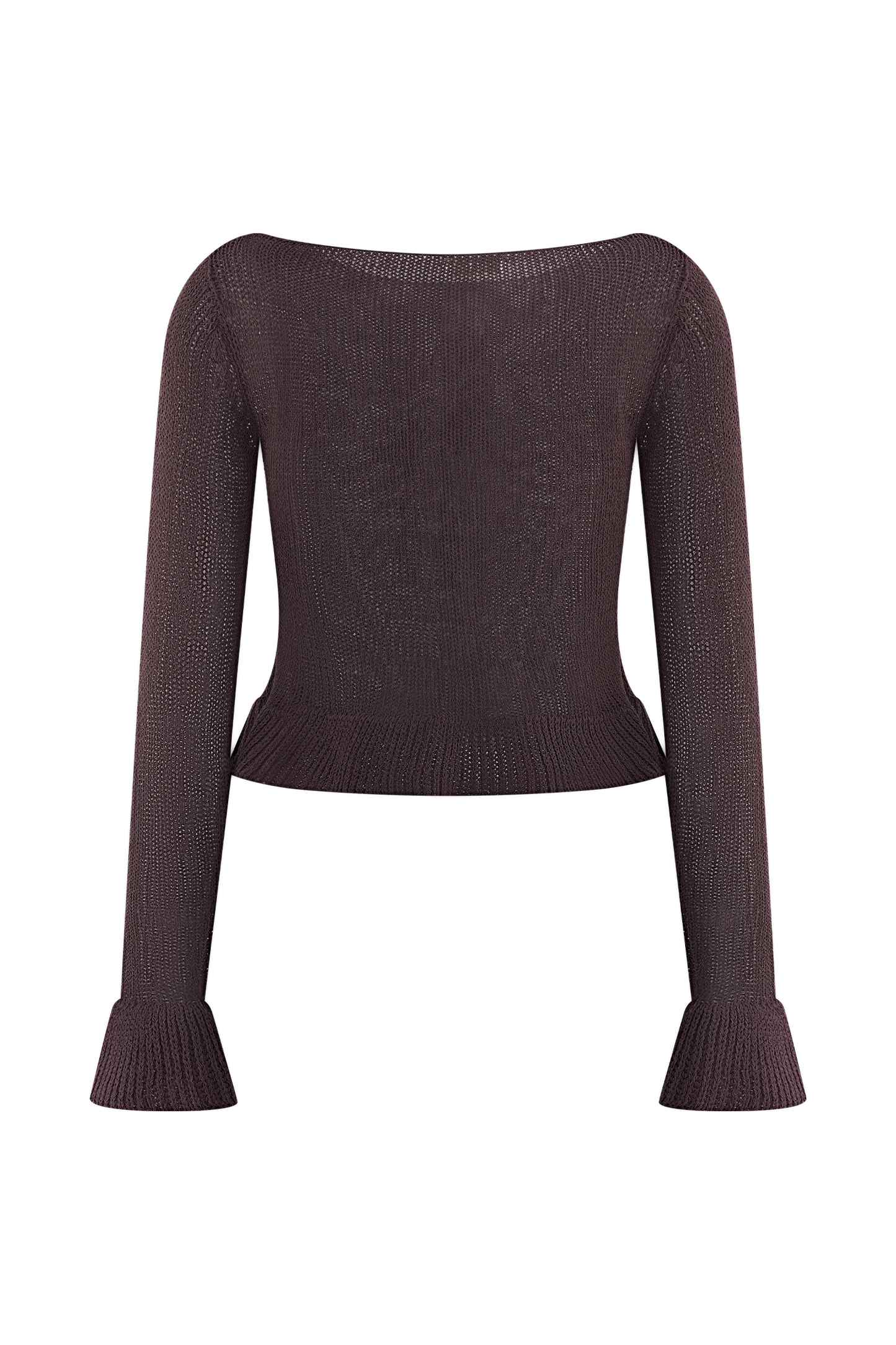 Eleanor Knit Frill Cardigan - Chocolate