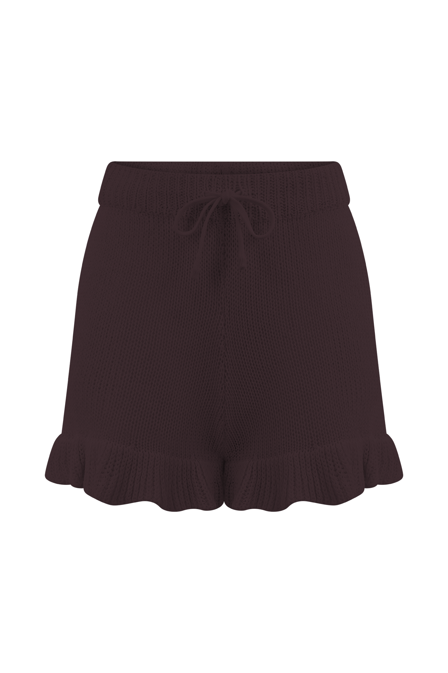 Eleanor Knit Frill Shorts - Chocolate