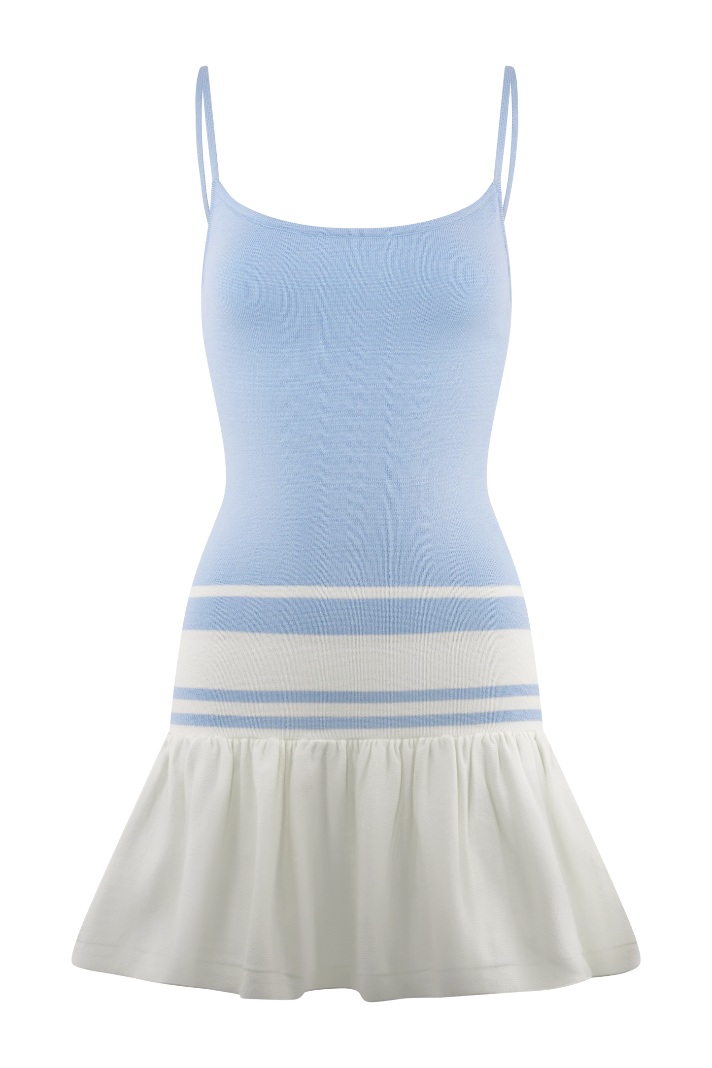 Ellison Contrast Knit Mini Dress - Blue/White