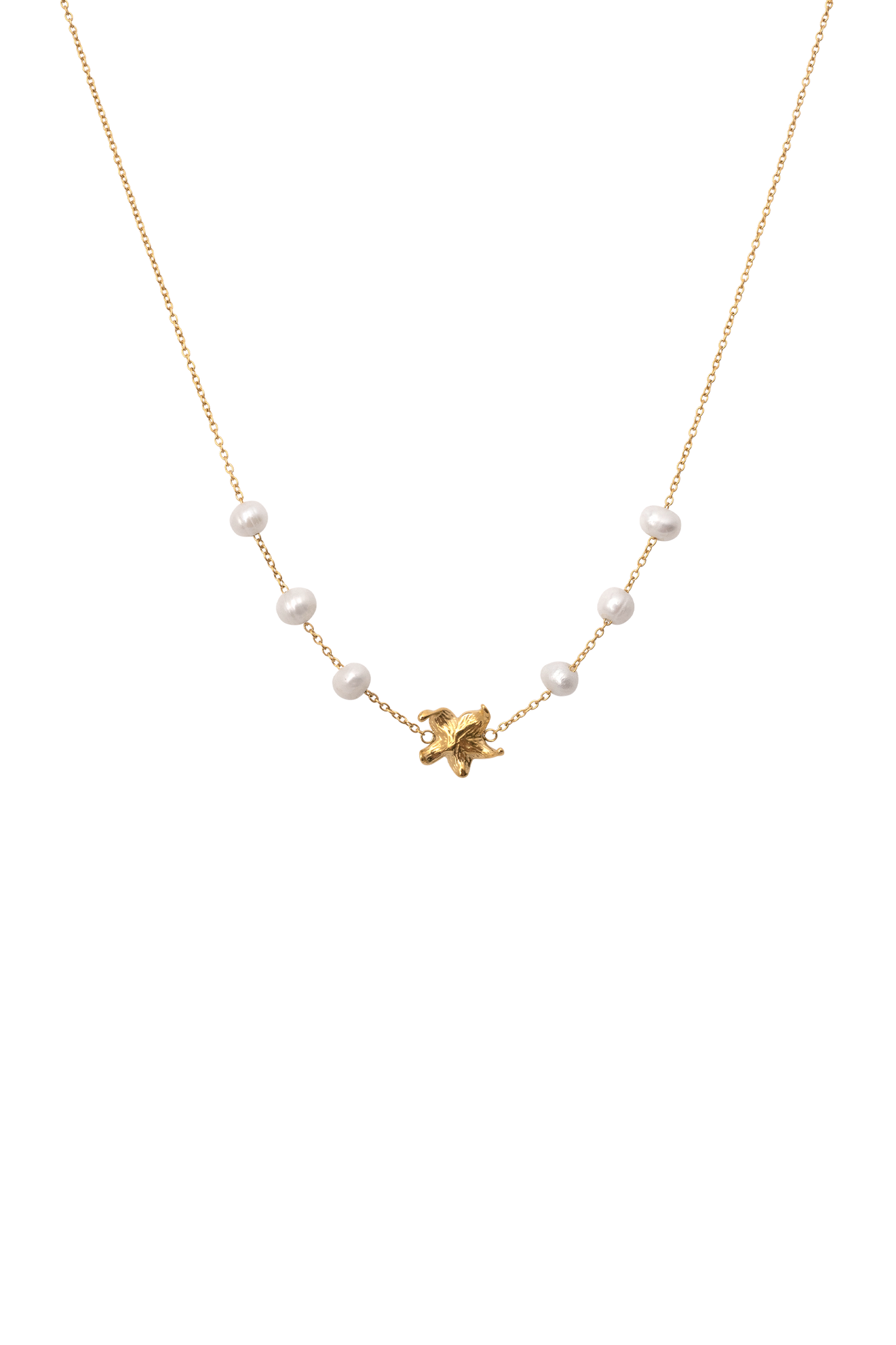 Eva Floral Fresh Water Pearl Necklace - Gold