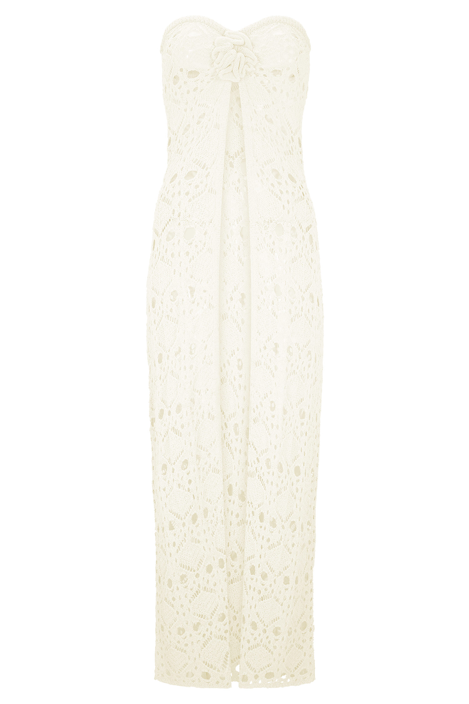 Aeline Strapless Crochet Knit Top - Ivory #7