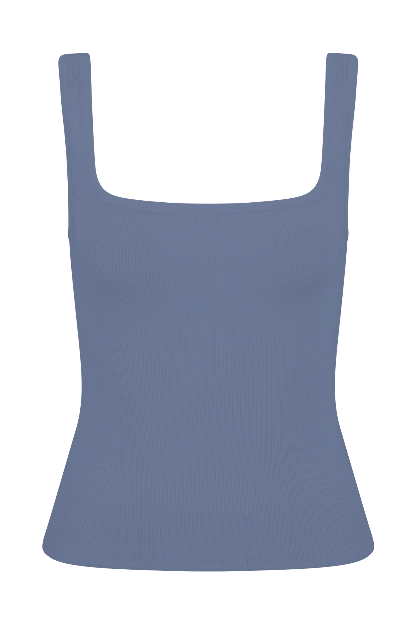 Aisling Ribbed Square Neck Sleeveless Top - Cornflower Blue