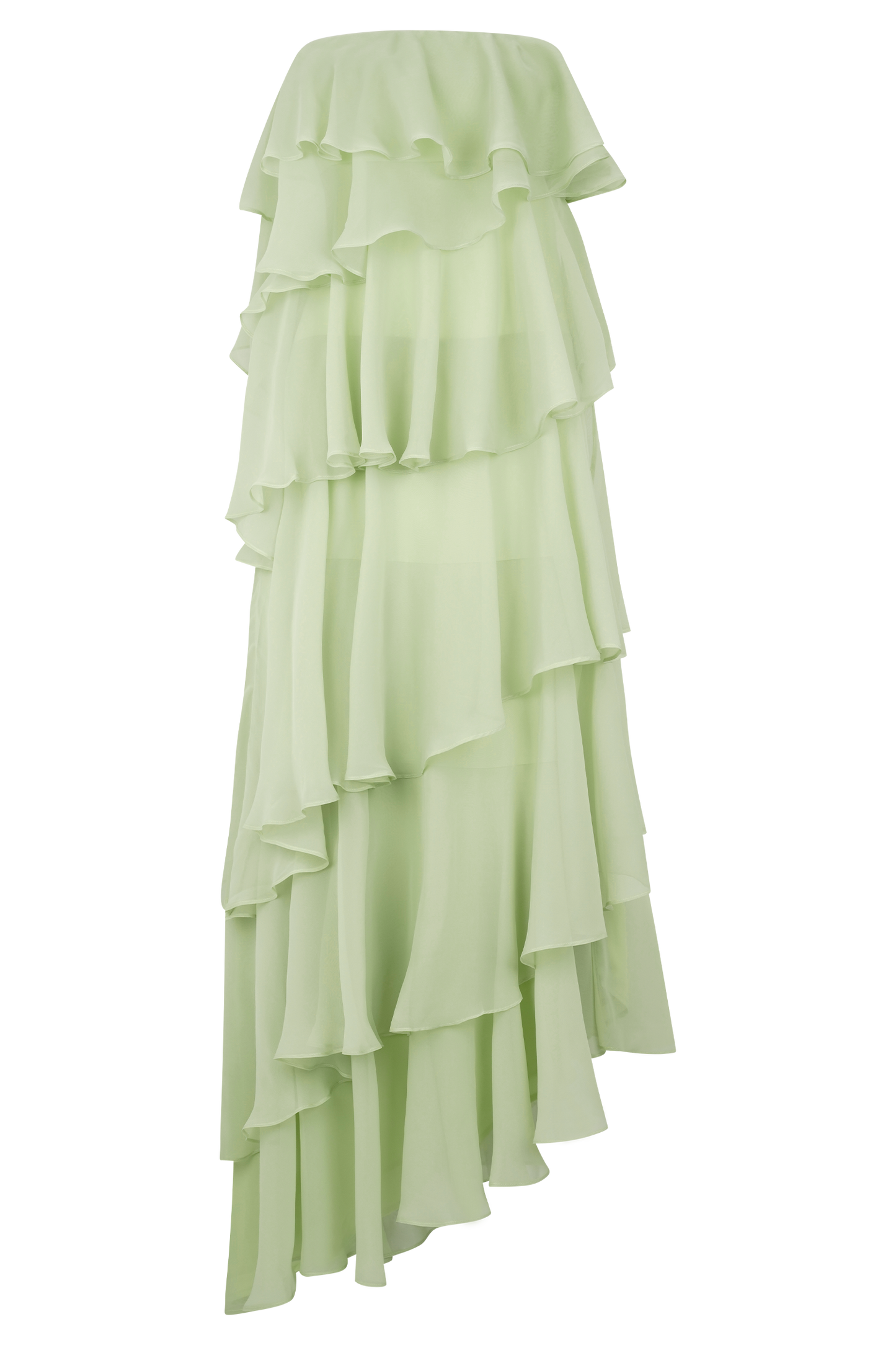 Alexa Ruffle Chiffon Maxi Dress - Pastel Lime