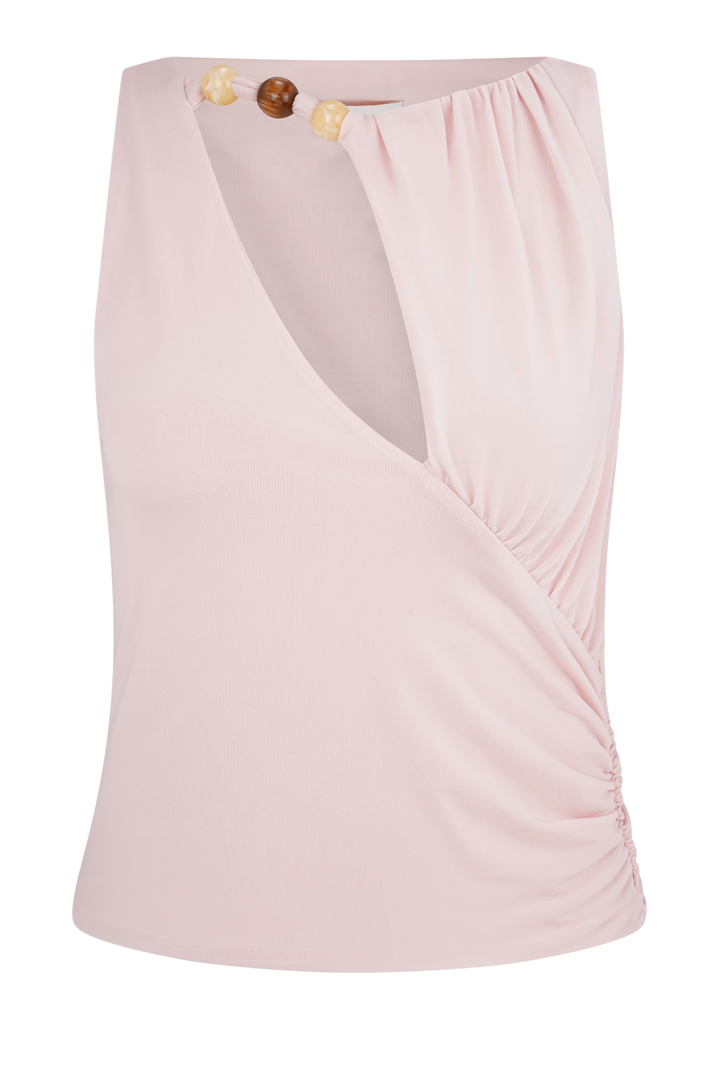 Alicent Slinky Beaded Top - Pale Pink