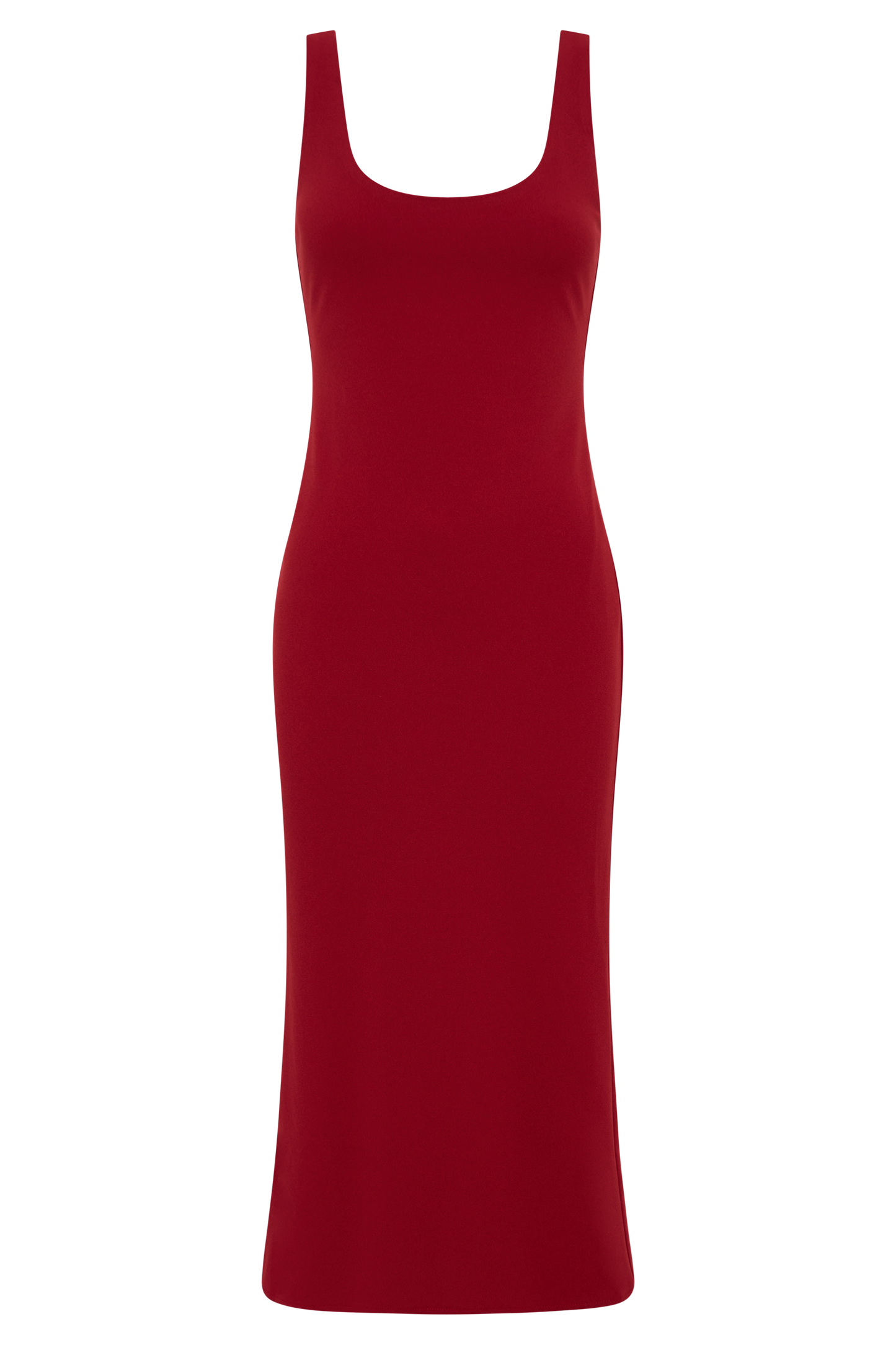 Allyra Scoop Stretch Crepe Midi Dress - Red