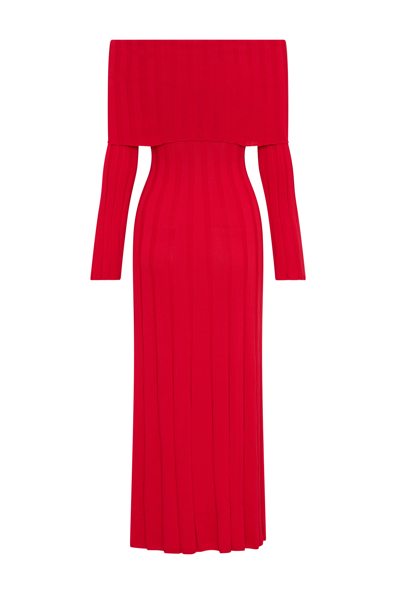 Alonza Long Sleeve Knit Midi Dress - Red #6
