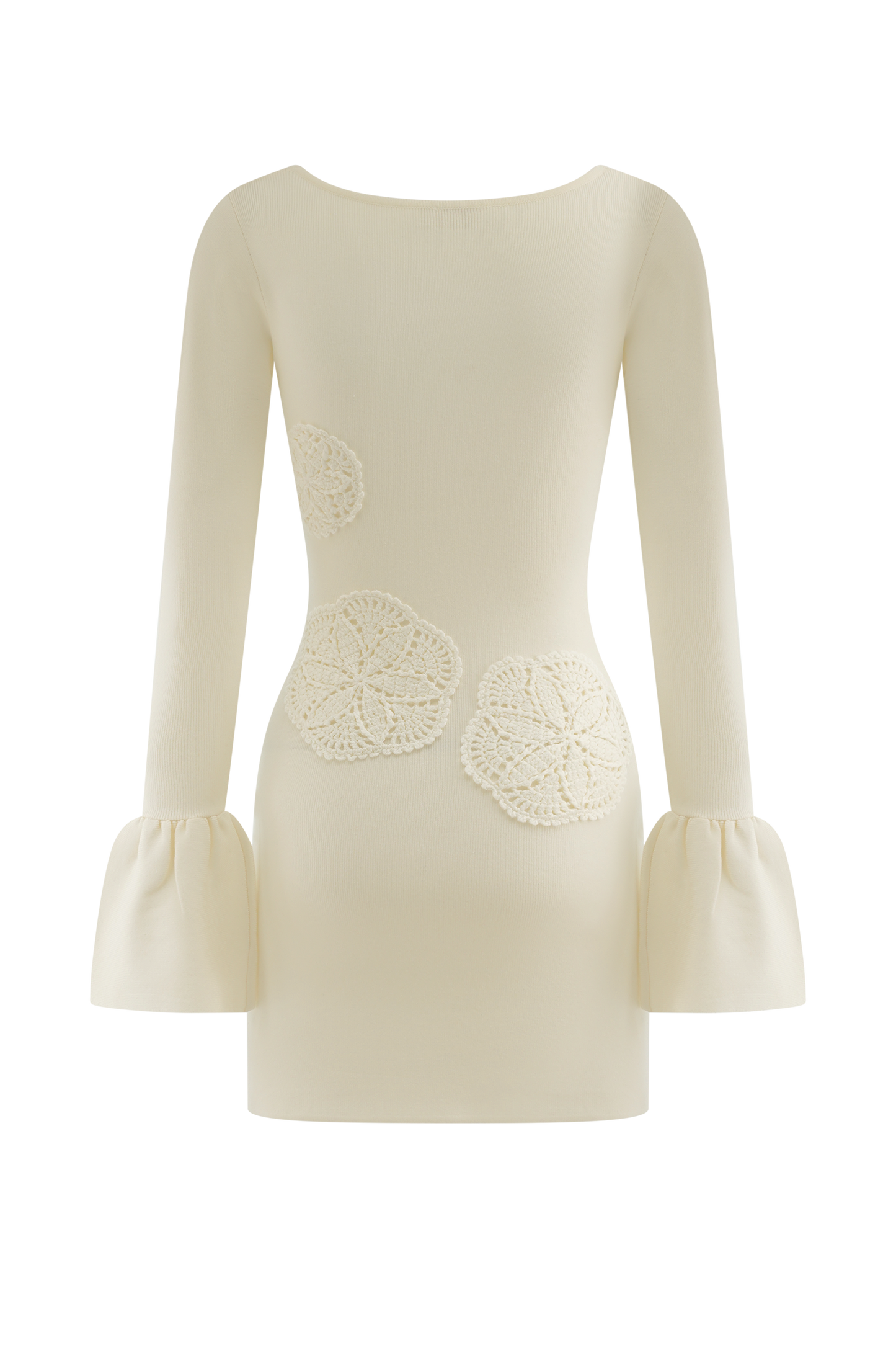 Amari Knit Crochet Knit Mini Dress - Ivory