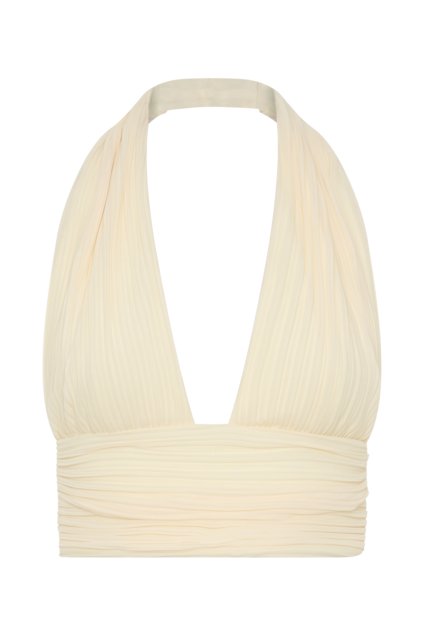 Amaris Sleeveless Plisse Halter Top - Lemon