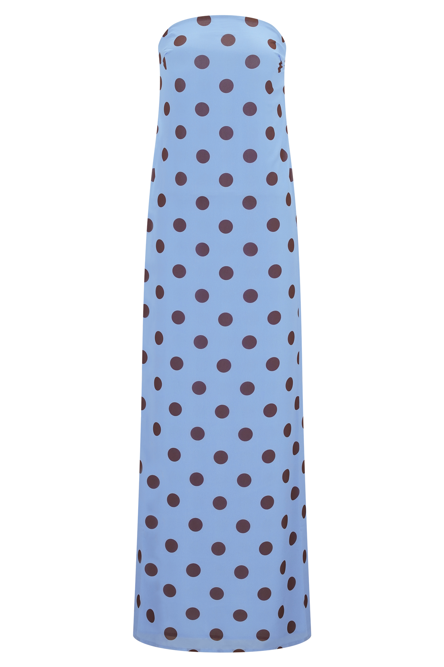 Amaya Strapless Chiffon Maxi Dress - Blue Polka Dot #6