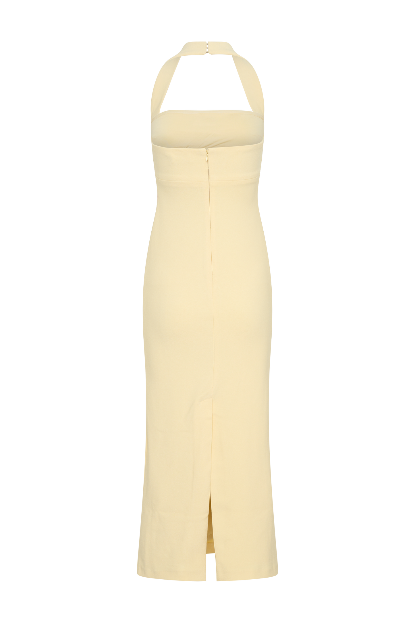 Amelita Suiting Halter Midi Dress - Pale Lemon