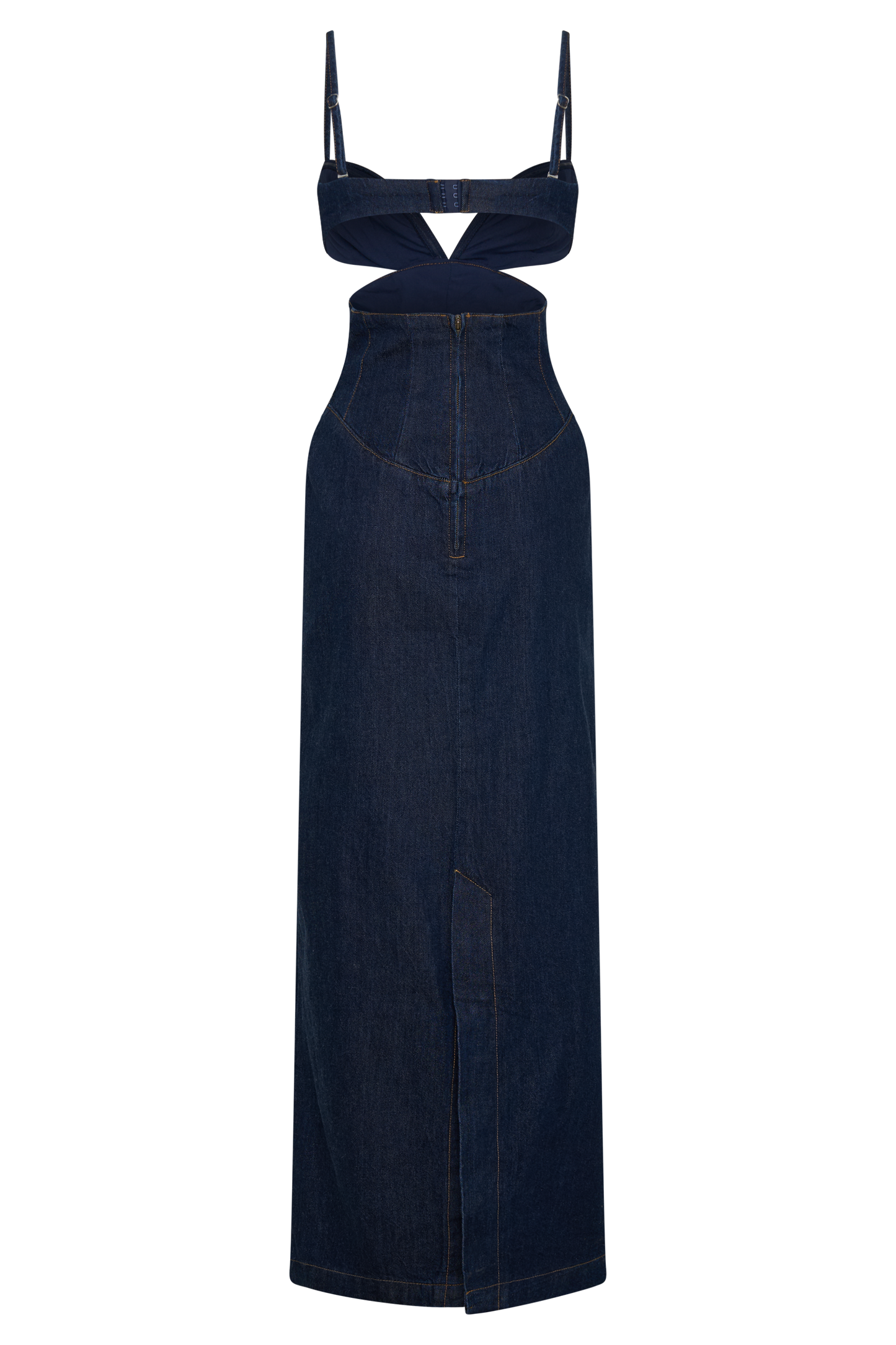 Amila Denim Cupped Maxi Dress - Indigo Blue