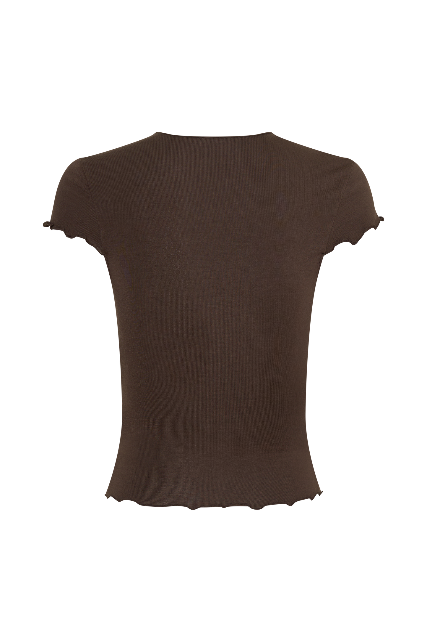 Anfie High Neck Top With Piping Detail - Dark Chocolate