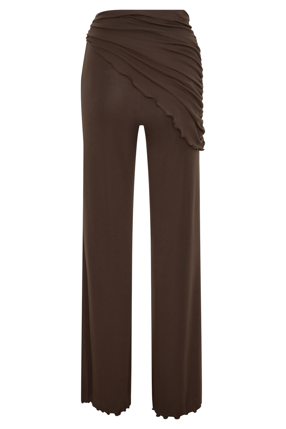Anfie Straight Leg Pants With Waist Wrap - Dark Chocolate