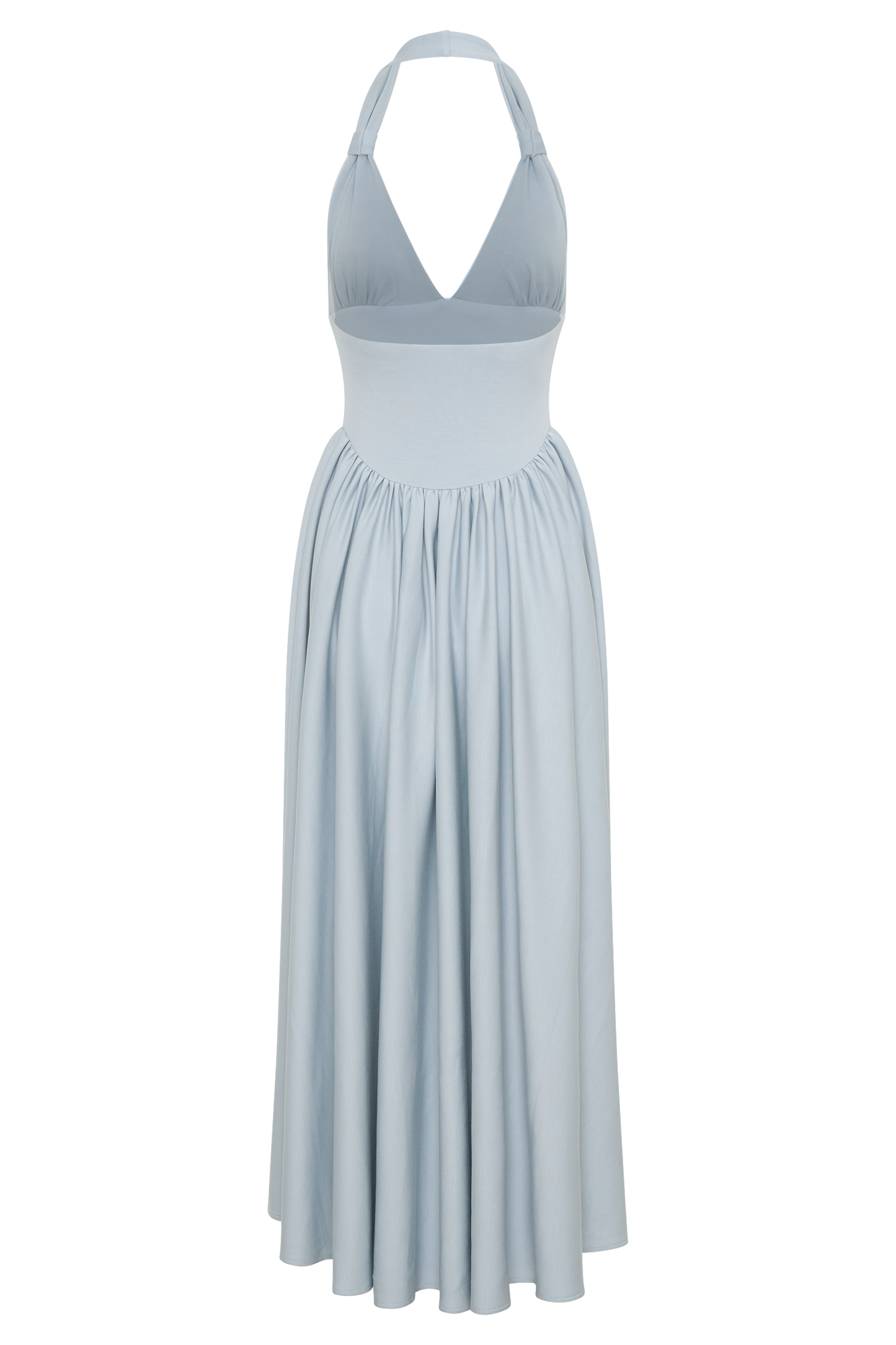 Angelina Scuba Halter Midi Dress - Pale Blue