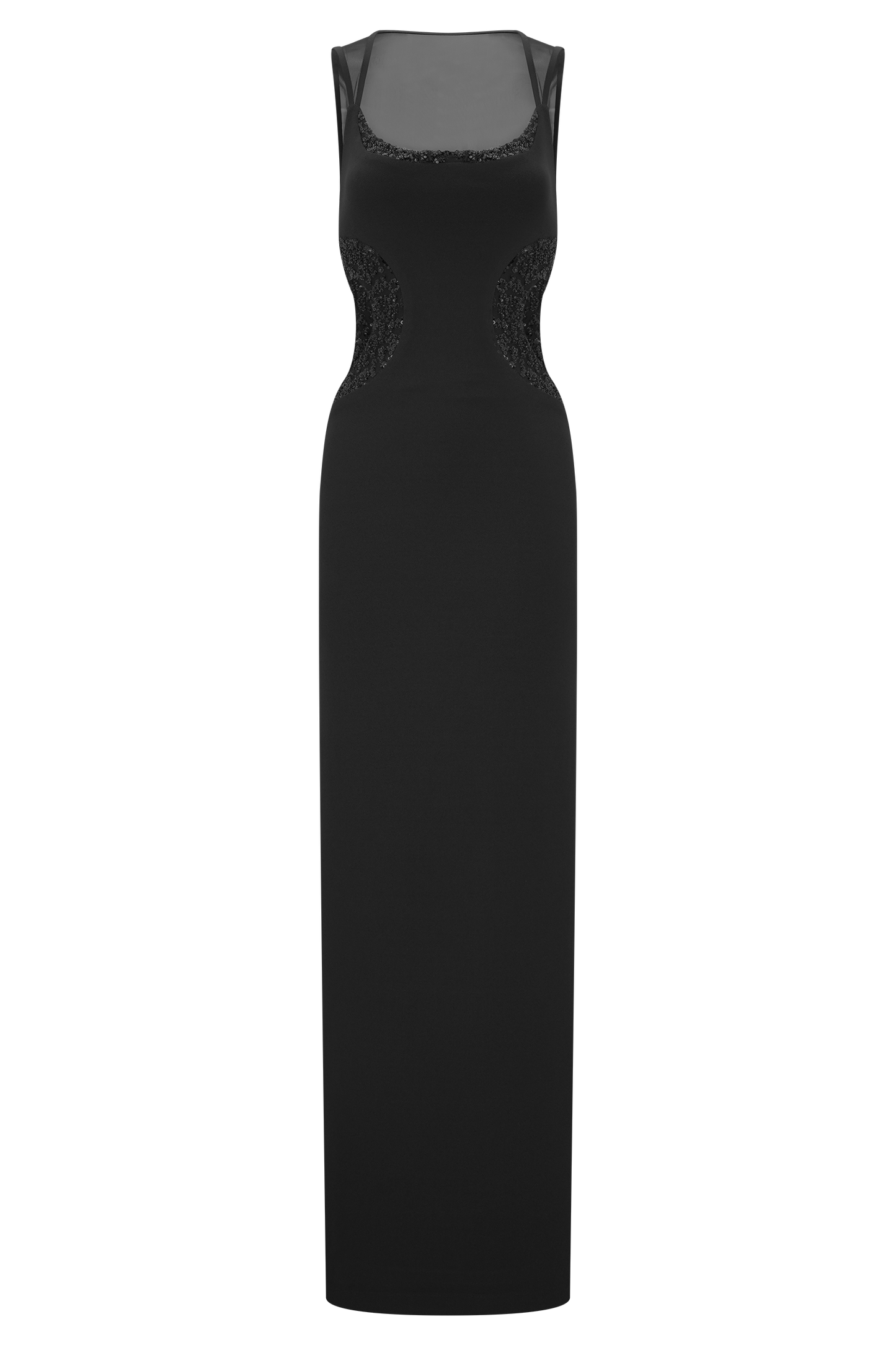Angelique Beaded Crepe Maxi Dress - Black