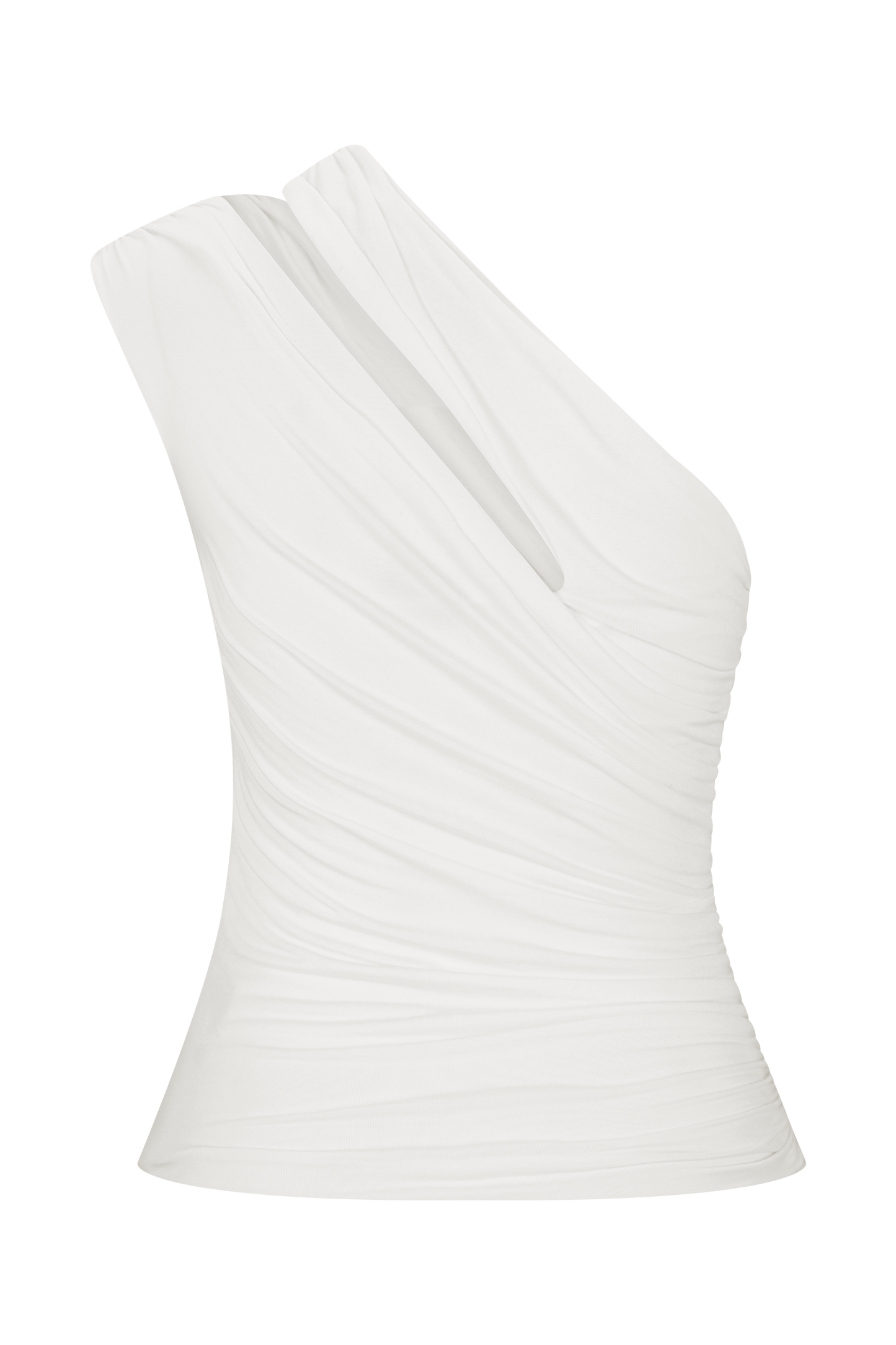 Anna One Shoulder Modal Top - White