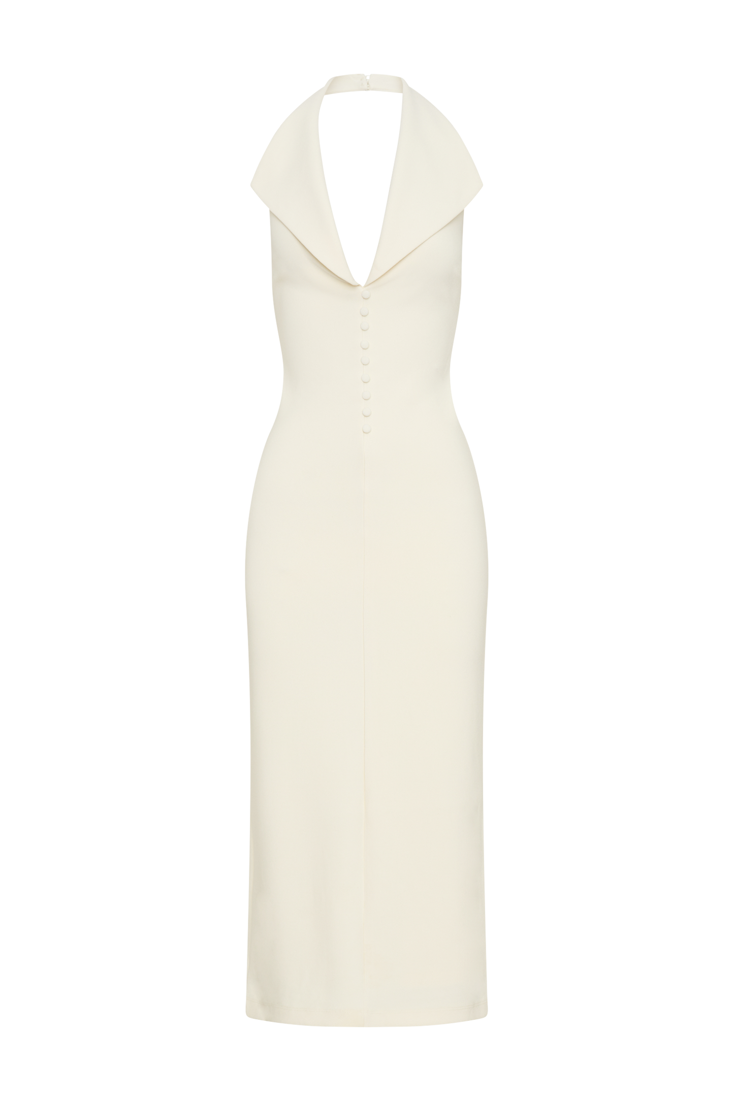 Annita Crepe Halter Midi Dress - Ivory