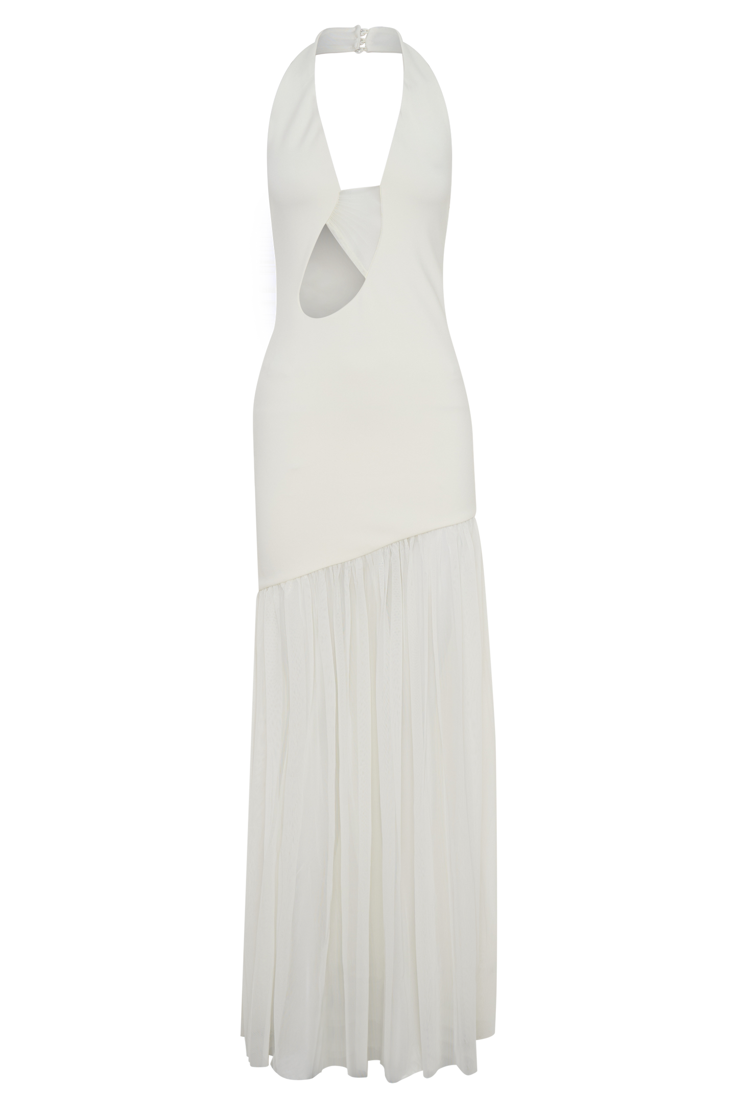 Aubree Crepe And Mesh Maxi Dress - Ivory