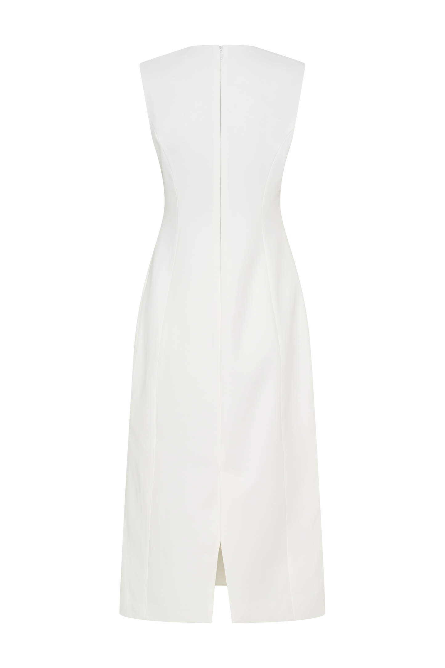 Audrine Suiting Sleeveless Midi Dress - Ivory