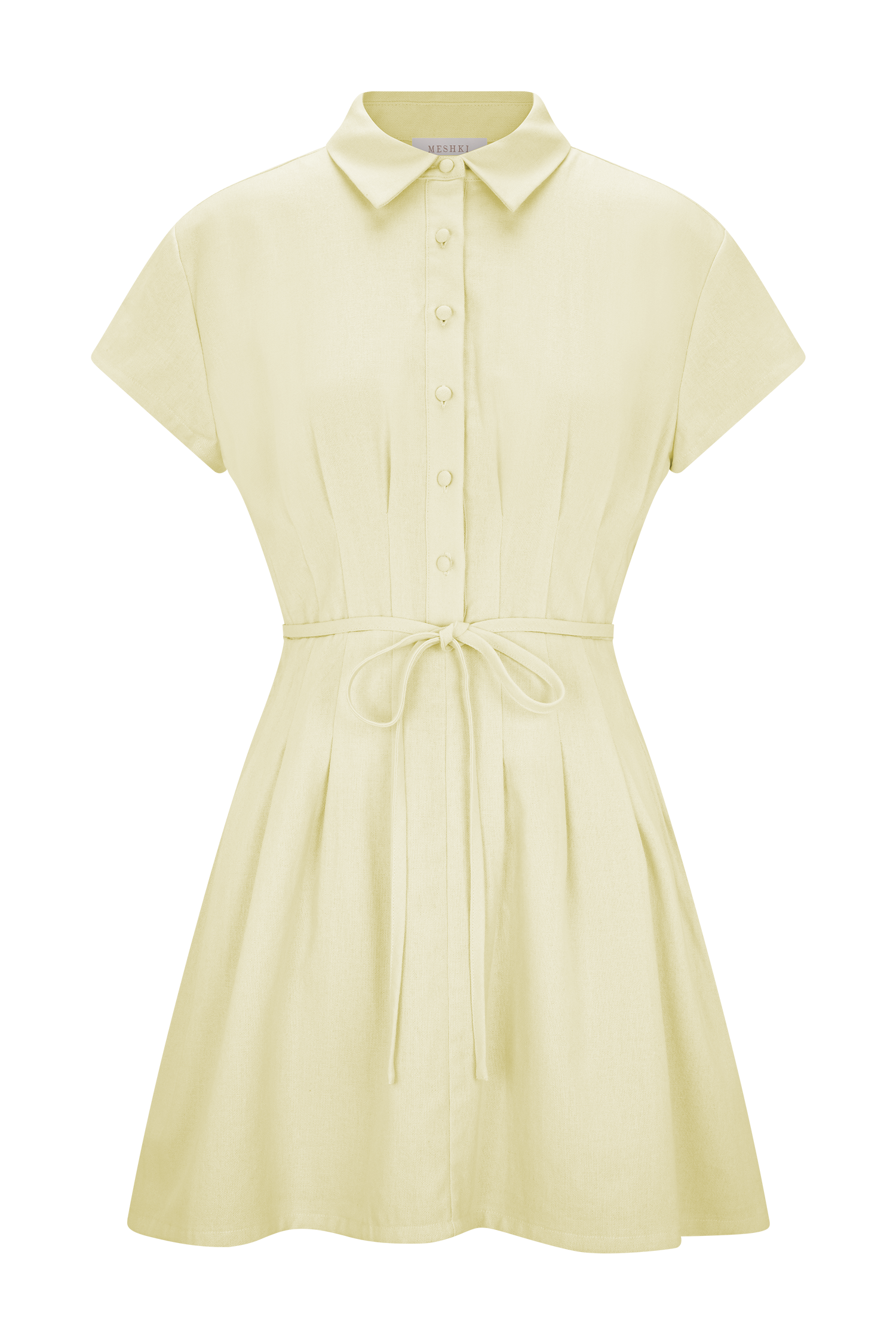 Aysha Buttoned Linen Mini Dress - Lemon #8